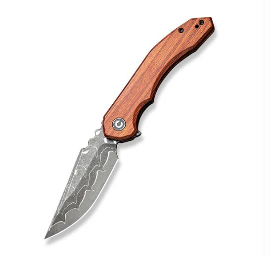 Premium Civivi Bluetick Flipper Knife - Guibourtia Wood & Damascus Steel