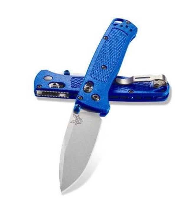 Premium Benchmade Bugout Knife: Blue Grivory Handle & S30V Steel