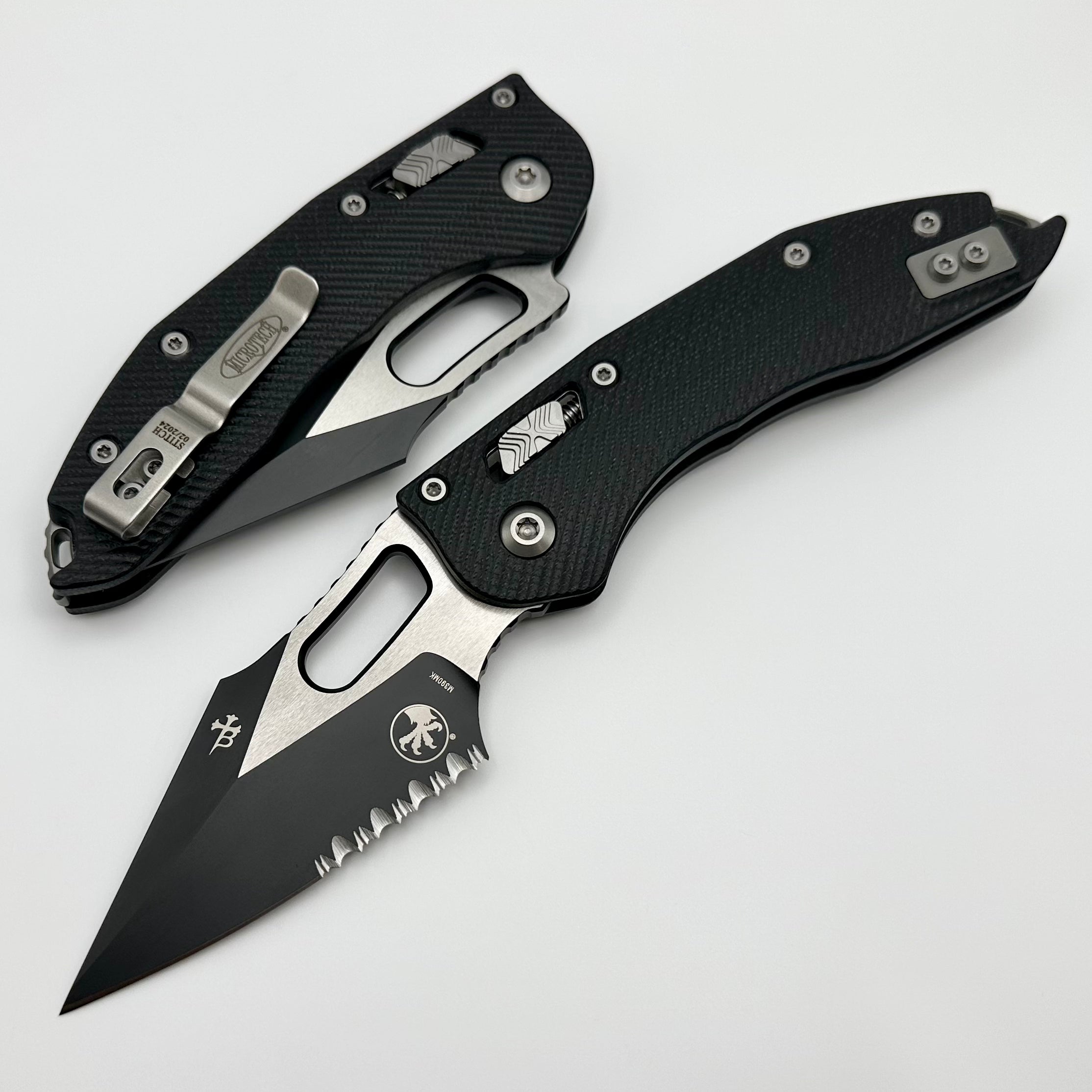 Microtech Stitch RAM LOK Manual Folding Knife - Premium Black G-10 & Serrated M390MK Blade