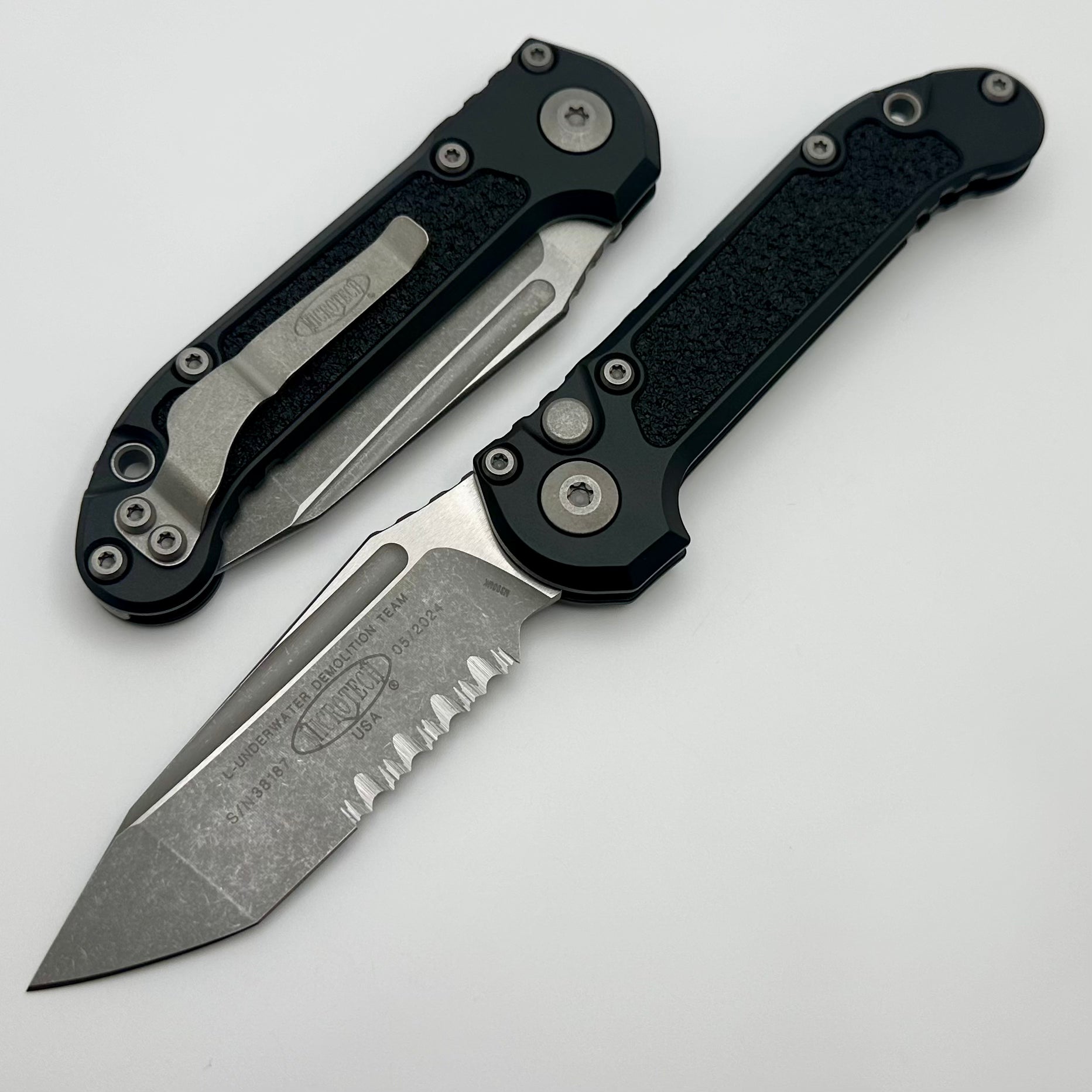 Premium Microtech LUDT Gen III Tanto Knife - Apocalyptic Partial Serrated Blade with Black Handle