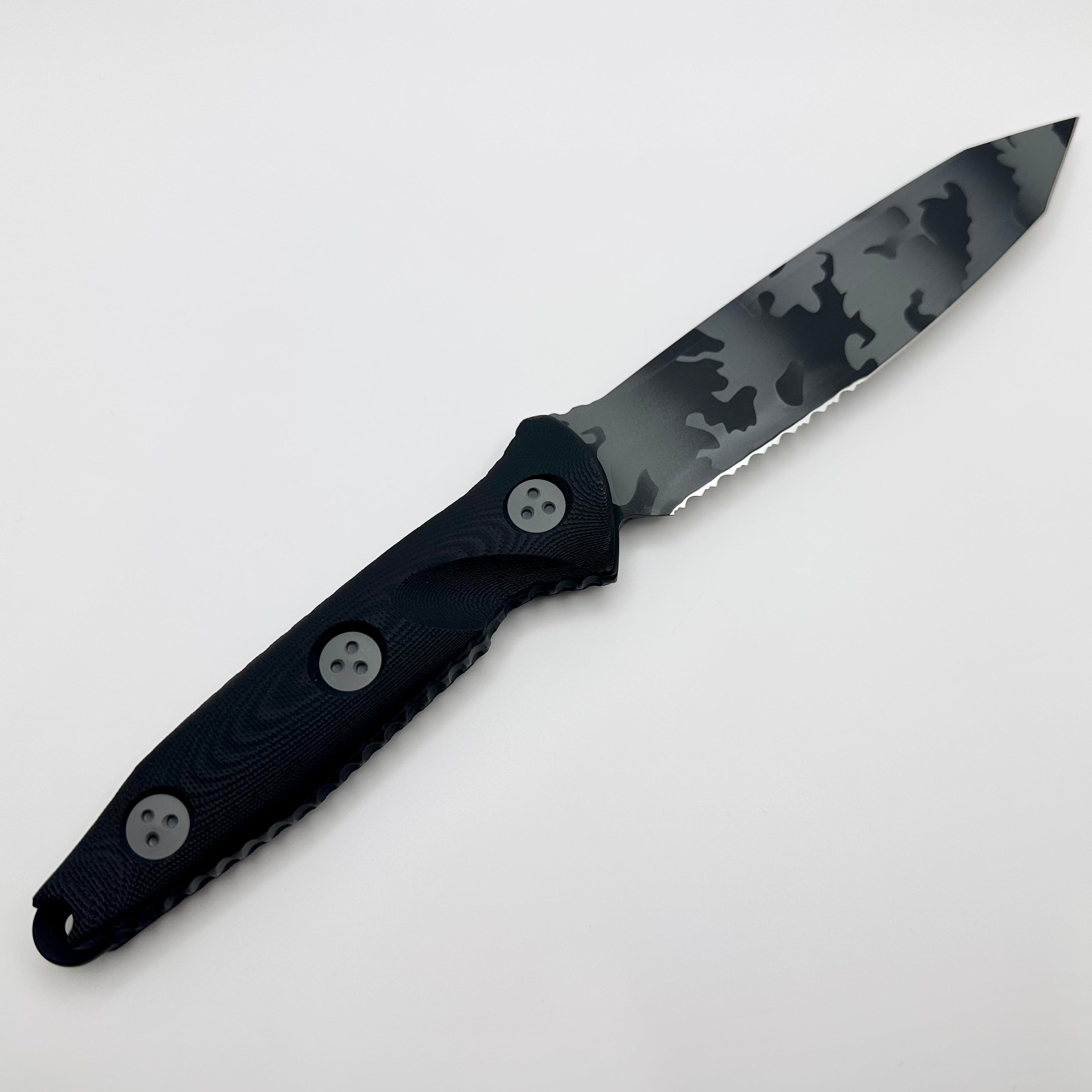 Microtech Socom Alpha Tanto Urban Camo Tactical Knife - Premium Partial Serrated Edition