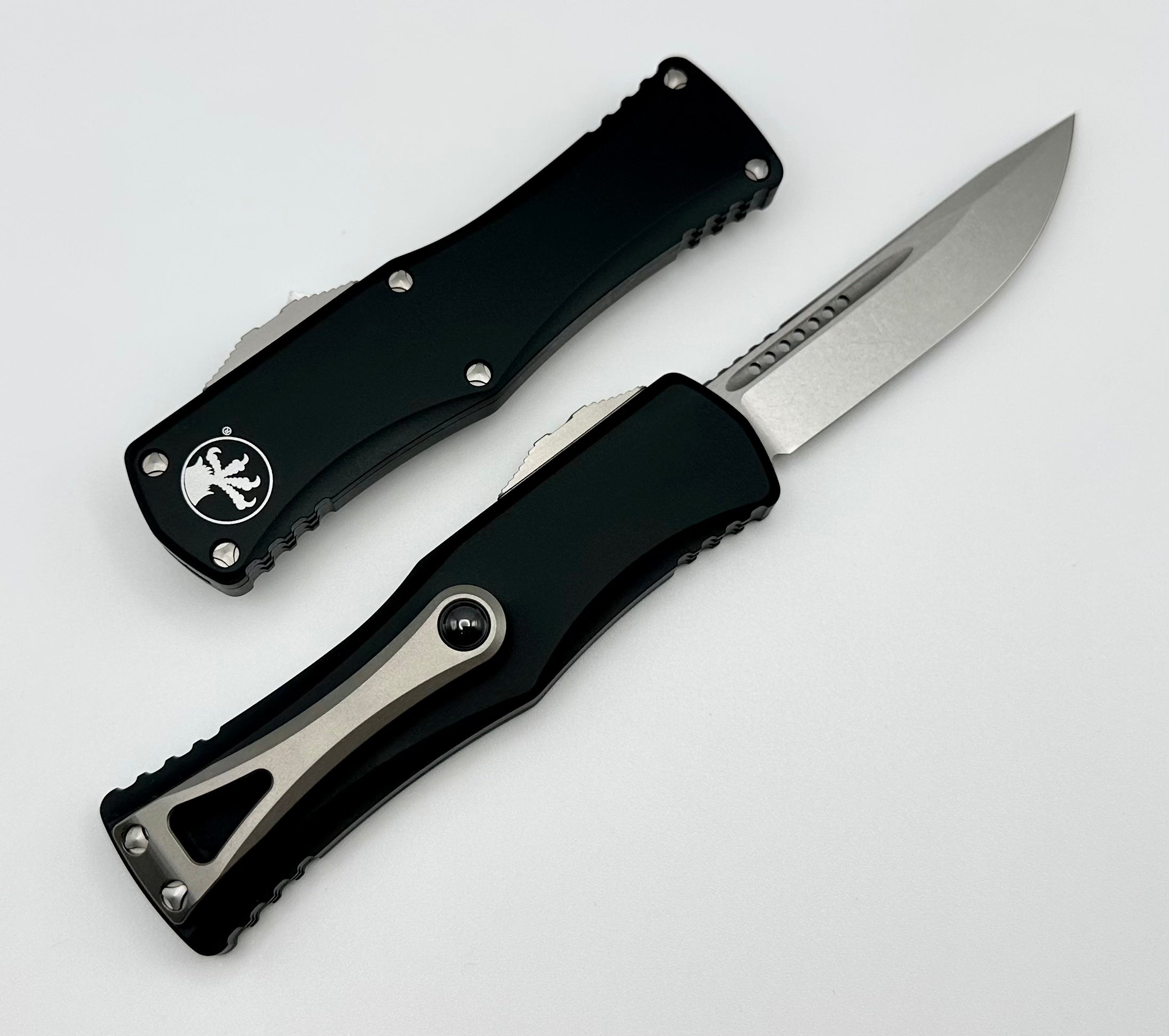 Premium Microtech Hera Stonewash Folding Knife - M390 Steel, Black Aluminum Handle