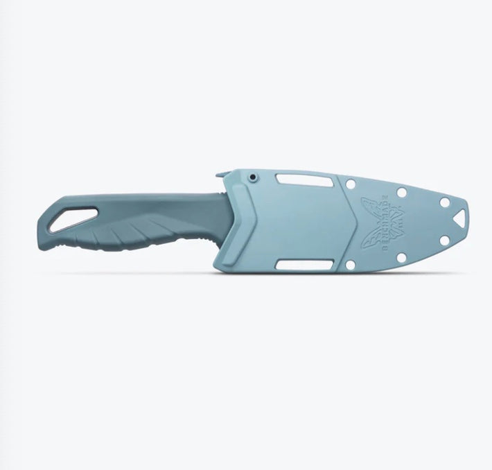 Benchmade Undercurrent Ultimate Blue Santoprene Fixed Blade Knife with Sheepsfoot Serrated MagnaCut