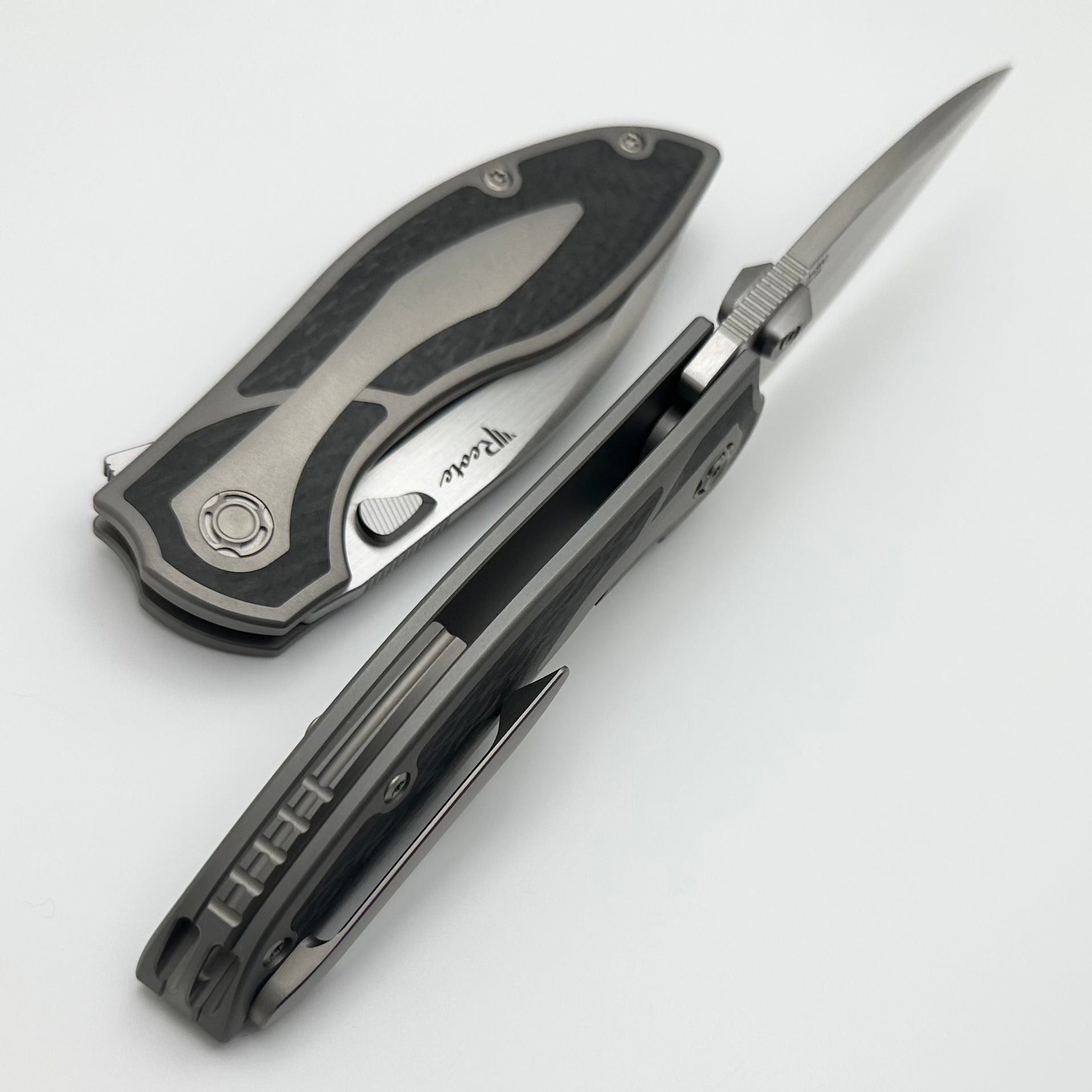 Reate Knives Iron-X Ultimate EDC: Titanium & Carbon Fiber Handle with Satin M390 Blade