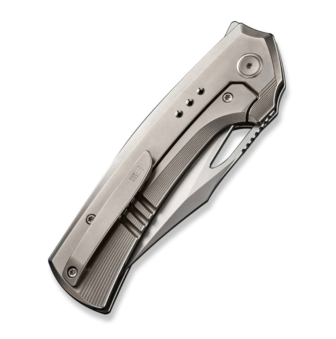 Premium WE Knife Nefaris Titanium - Limited Edition with Aluminum Foil Carbon Fiber & Polished Bead Blasted 20CV Blade