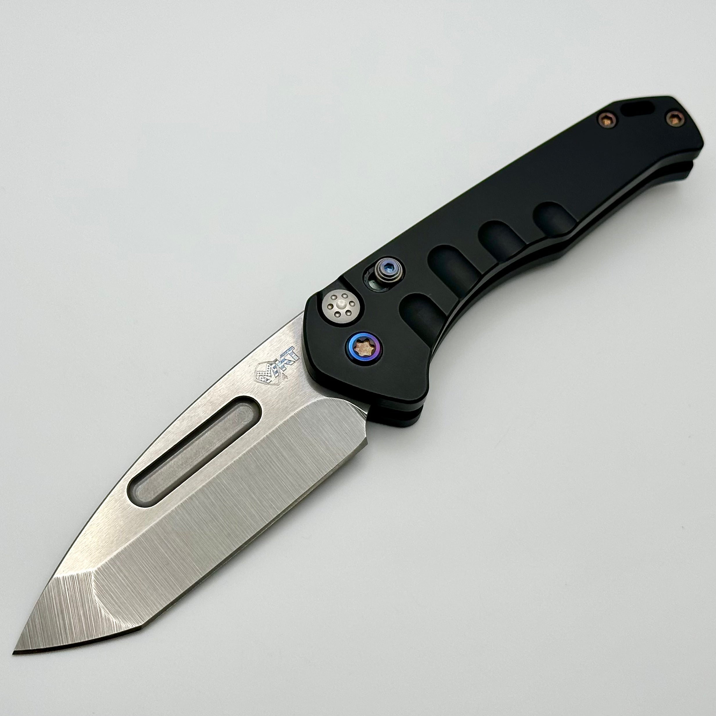 Medford Praetorian Swift Auto Tanto Knife - Premium Black Handles with Flamed Hardware & S45VN Blade