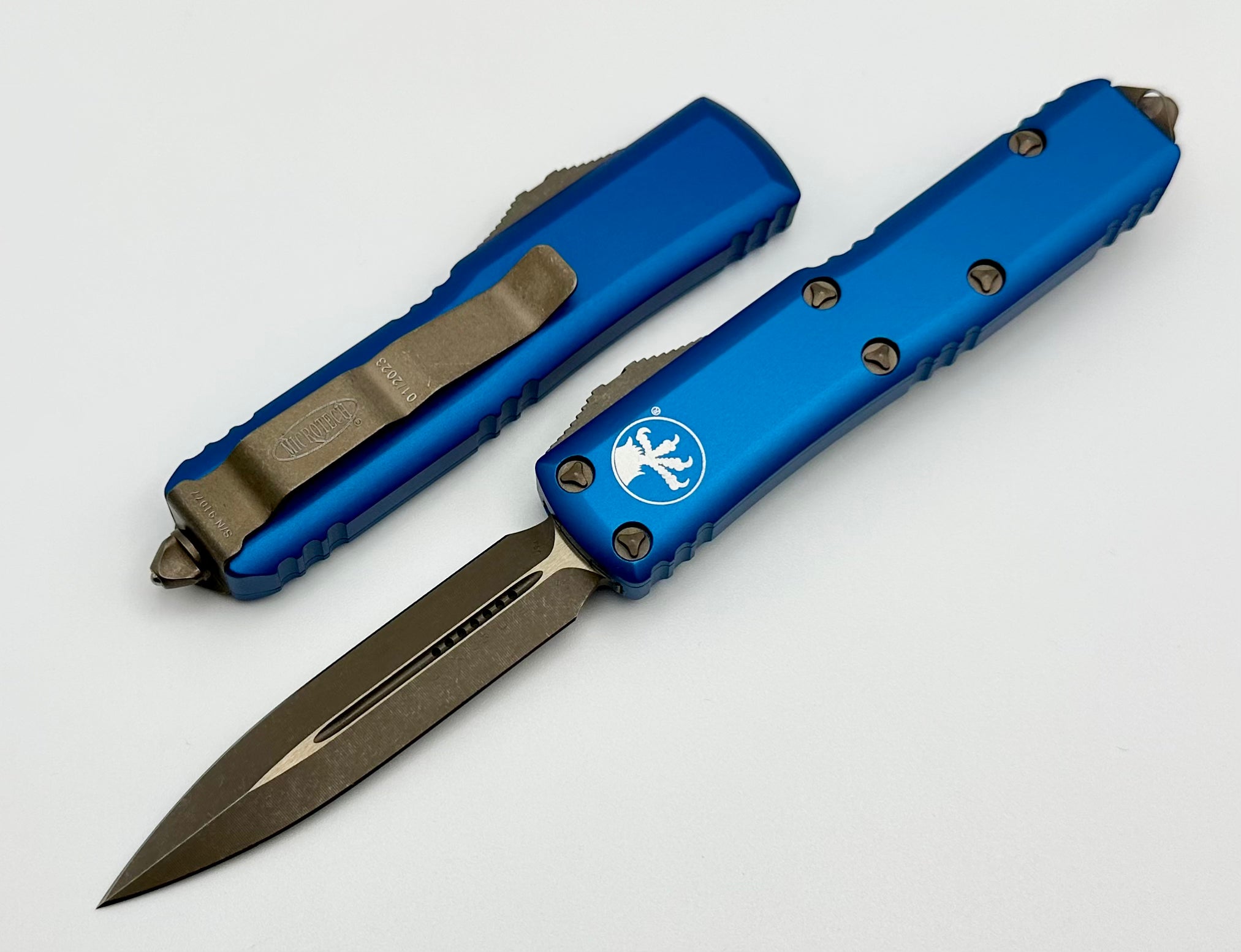 Microtech UTX-85 Apocalyptic Bronze & Blue EDC Knife - Ultimate Precision Tool