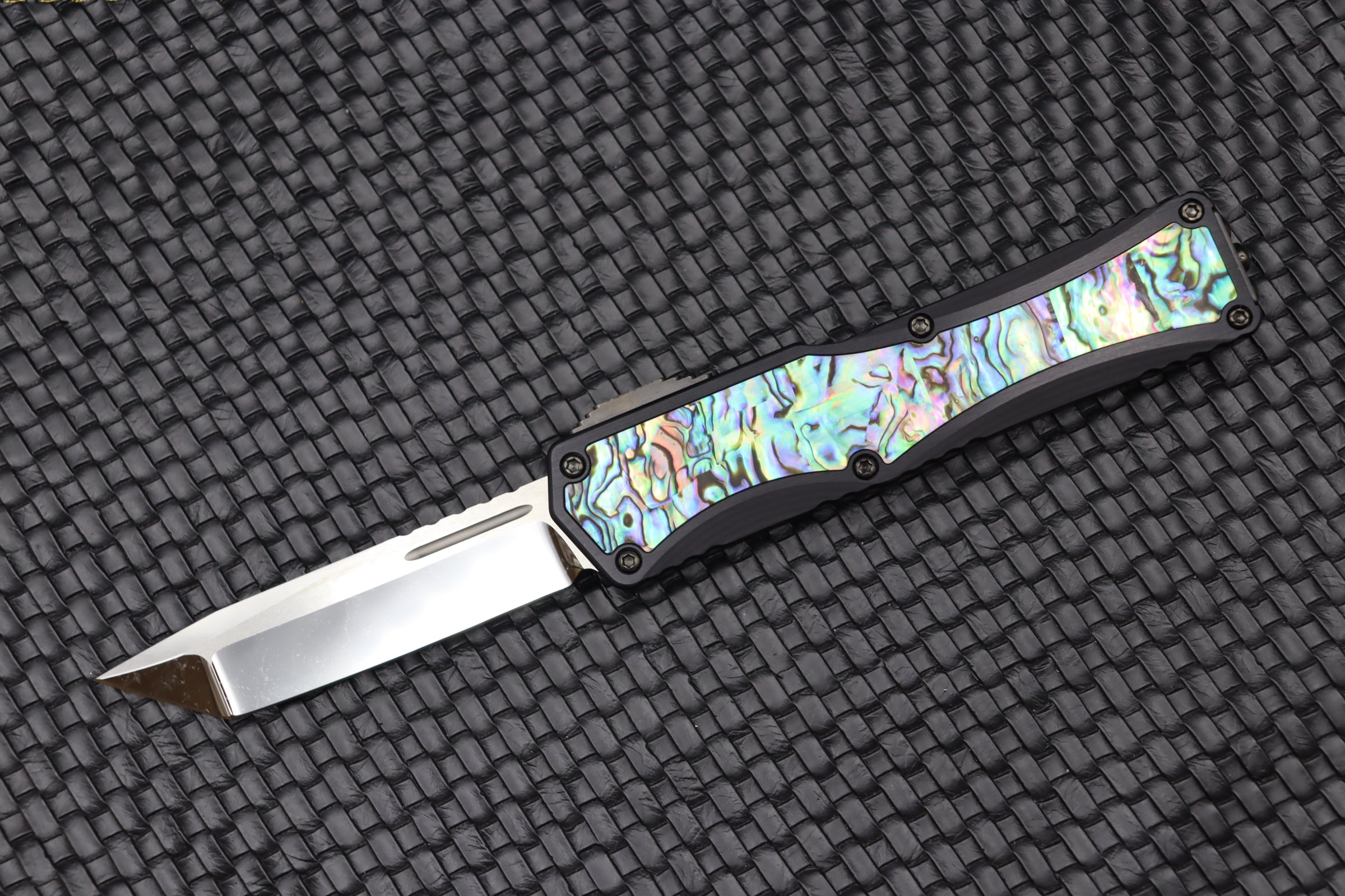 Premium Heretic Knives Colossus: Abalone & Tanto Cracked Ice Mirror Polish Edition