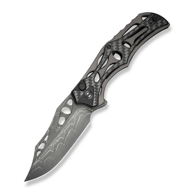 Civivi Biophase Premium Button Lock Knife with Damascus Blade & Carbon Fiber Handles