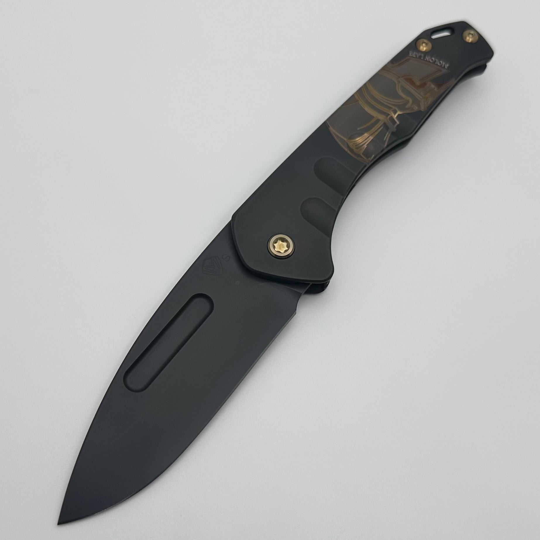 Medford Praetorian Slim S35VN DLC Drop Point Knife with Ghost Moon Labe Handles & Bronze Hardware - Premium Tactical EDC