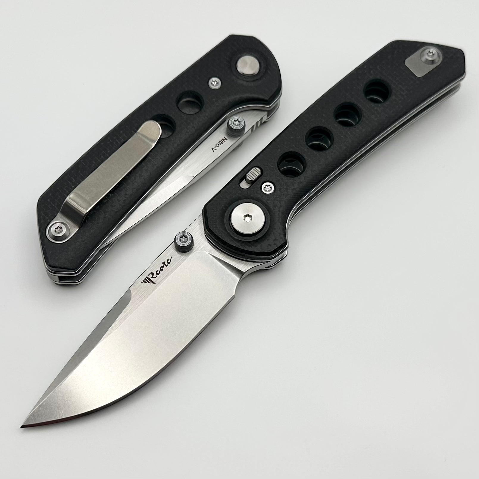 Reate Knives PL-XT Ultimate Folding Knife - Black Micarta & G-10 Inlays