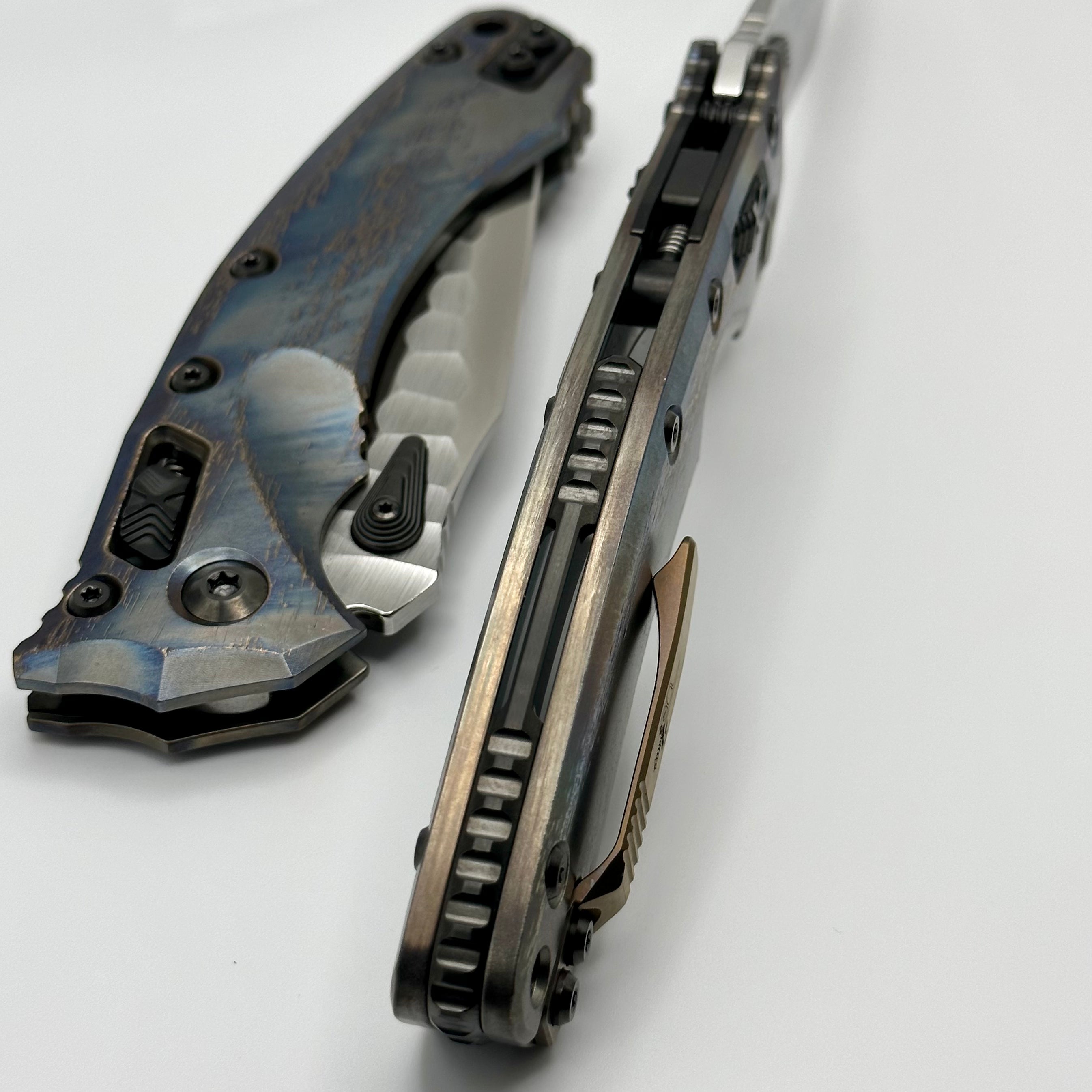 Marfione Custom Knives & Borka Blades Amphibian RAM-LOK: Premium M390 Blade & Cosmic Titanium with DLC Two-Tone Hardware