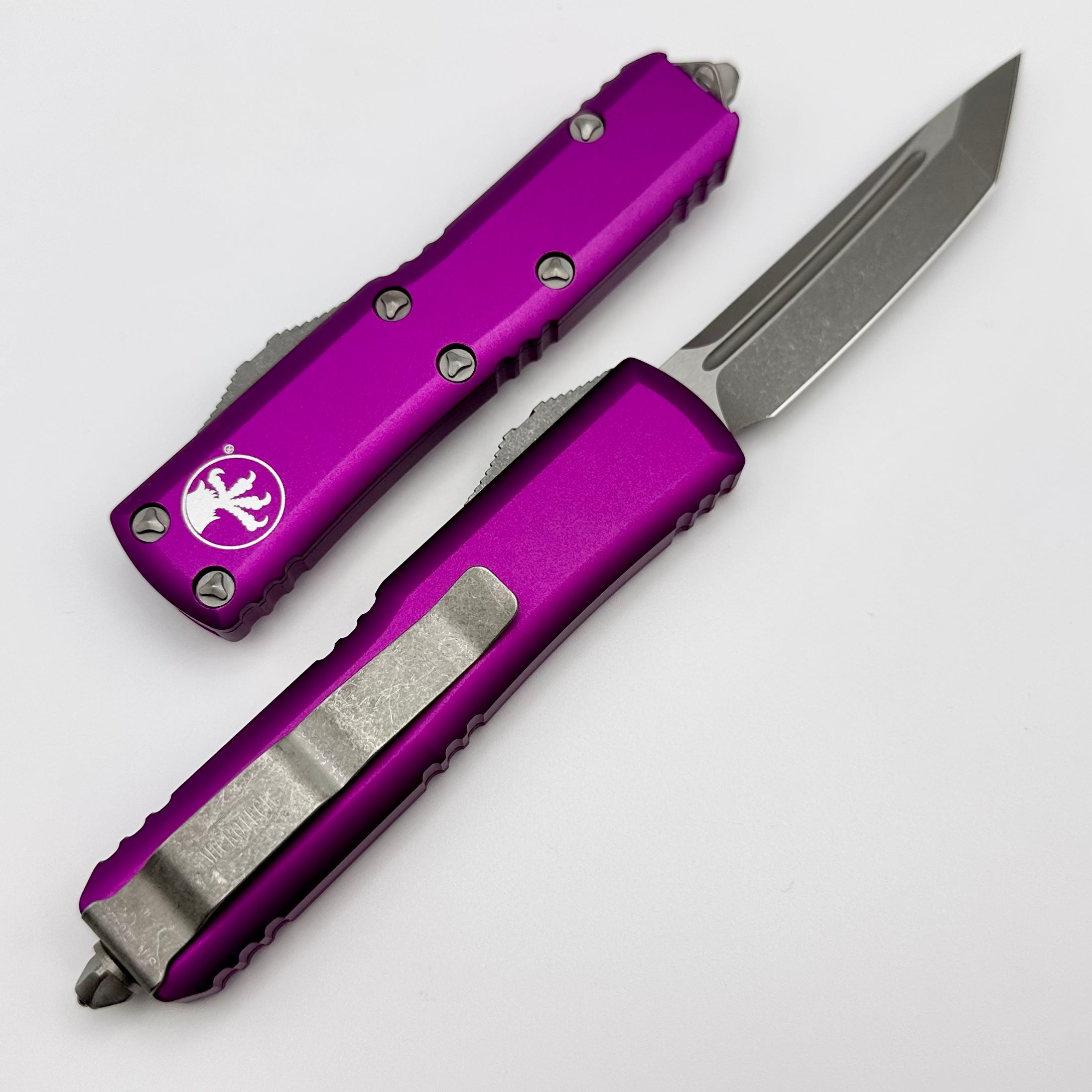 Premium Microtech UTX-85 Tanto Apocalyptic Knife with Violet Handle - Ultimate EDC Upgrade