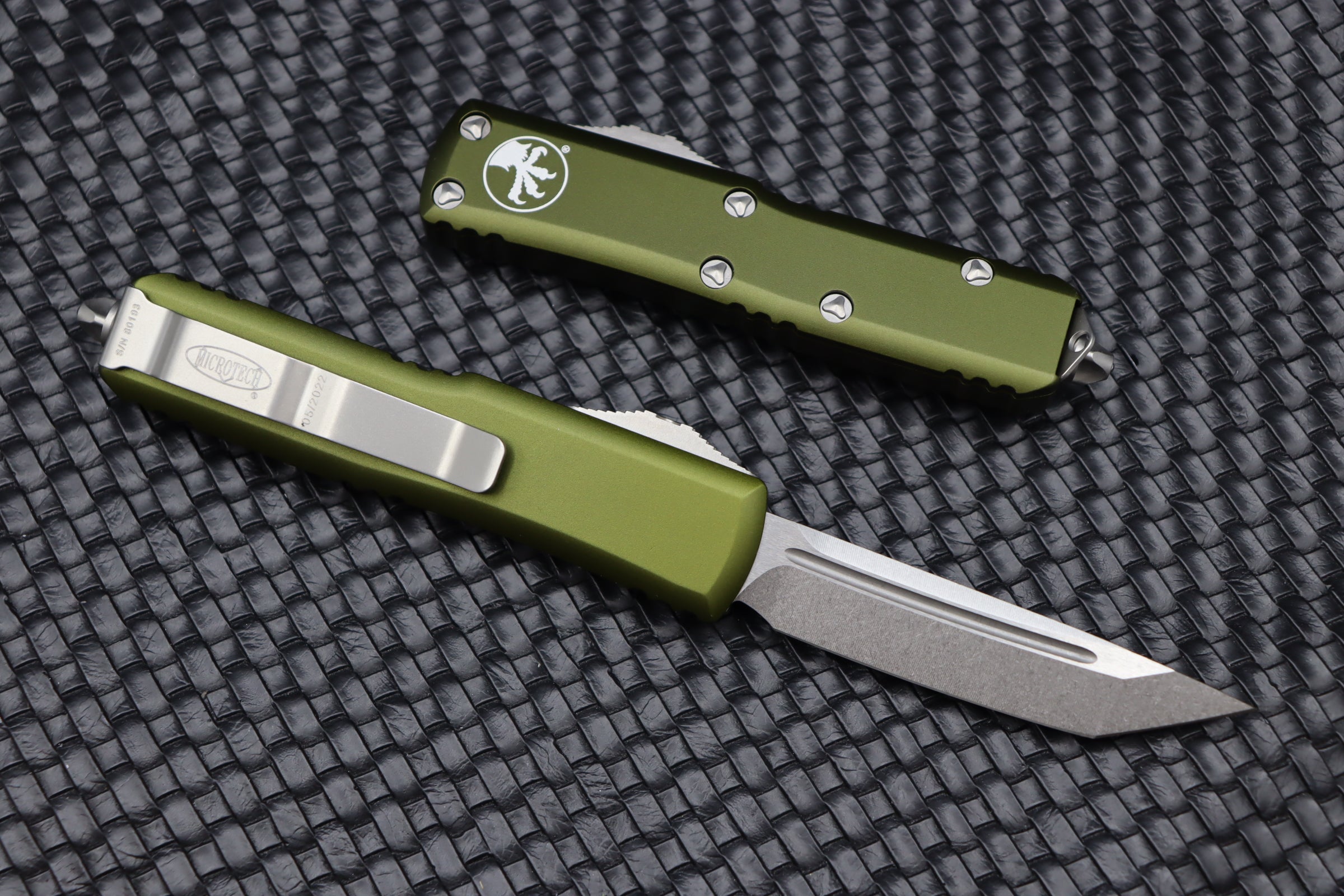 Microtech UTX-85 Tanto Stonewash EDC Knife - OD Green Edition