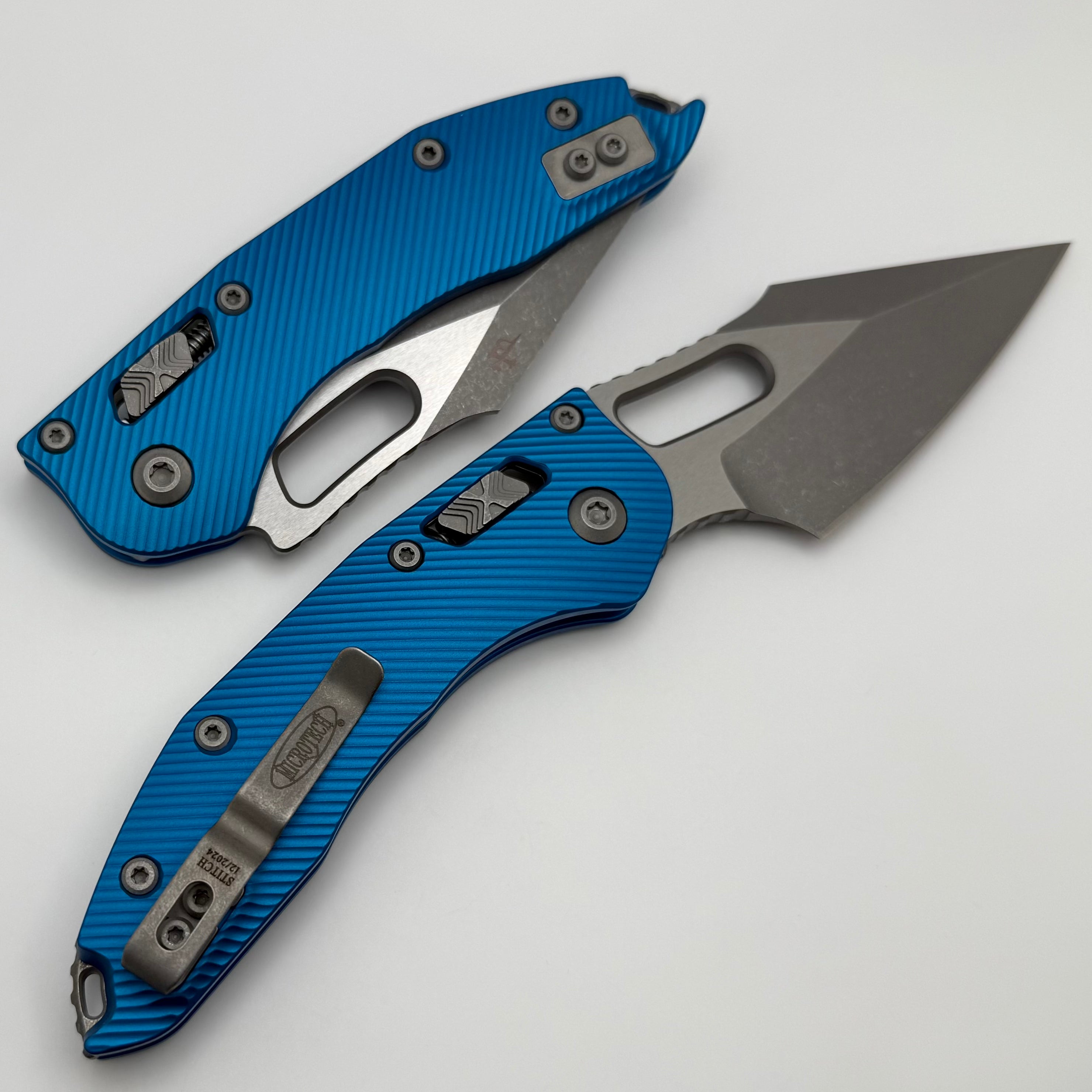 Microtech Stitch RAM LOK Folding Knife - Premium Blue Aluminum & M390MK Steel