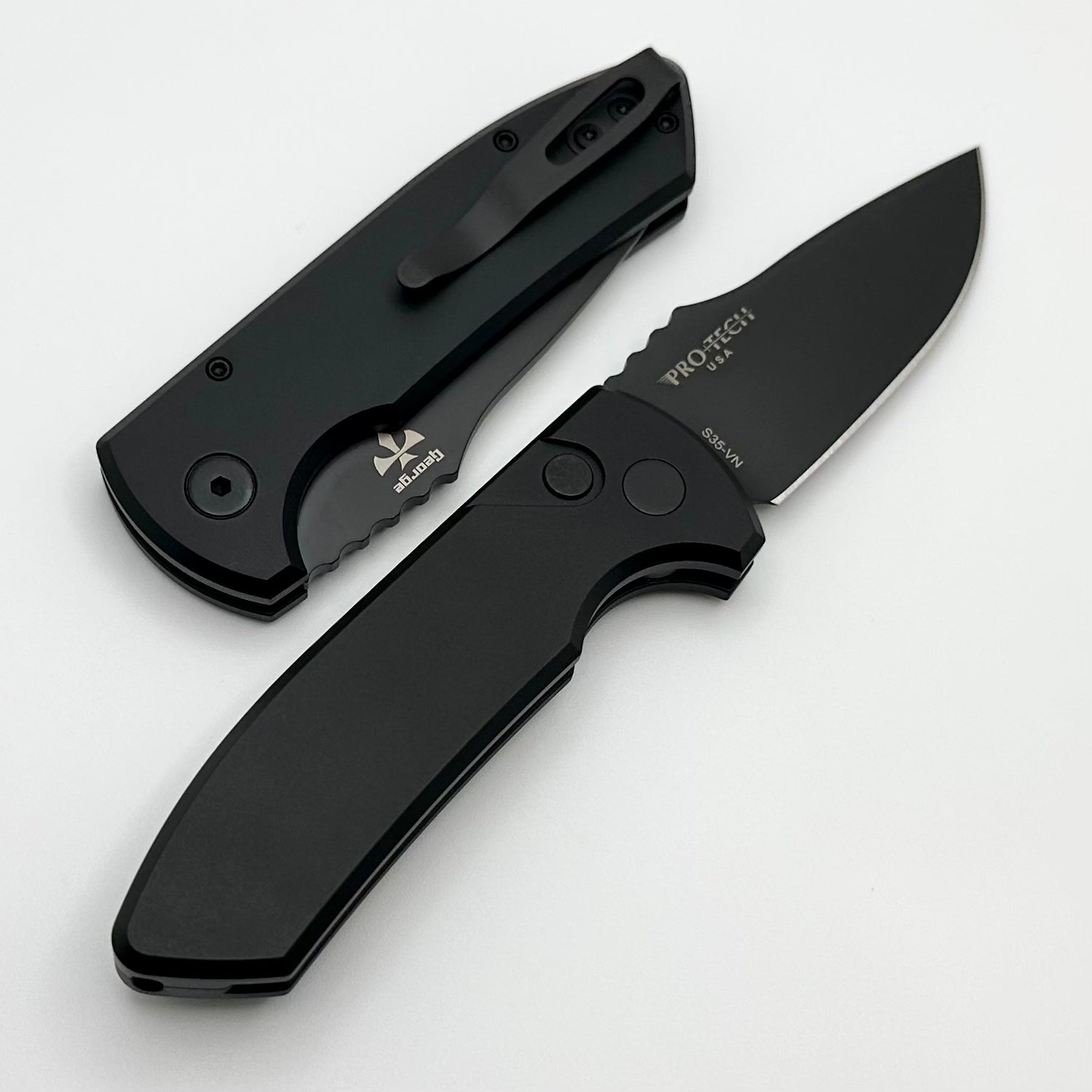 Ultimate Pro-Tech SBR Left-Handed Compact Knife - Black Aluminum Handle & S35VN Blade