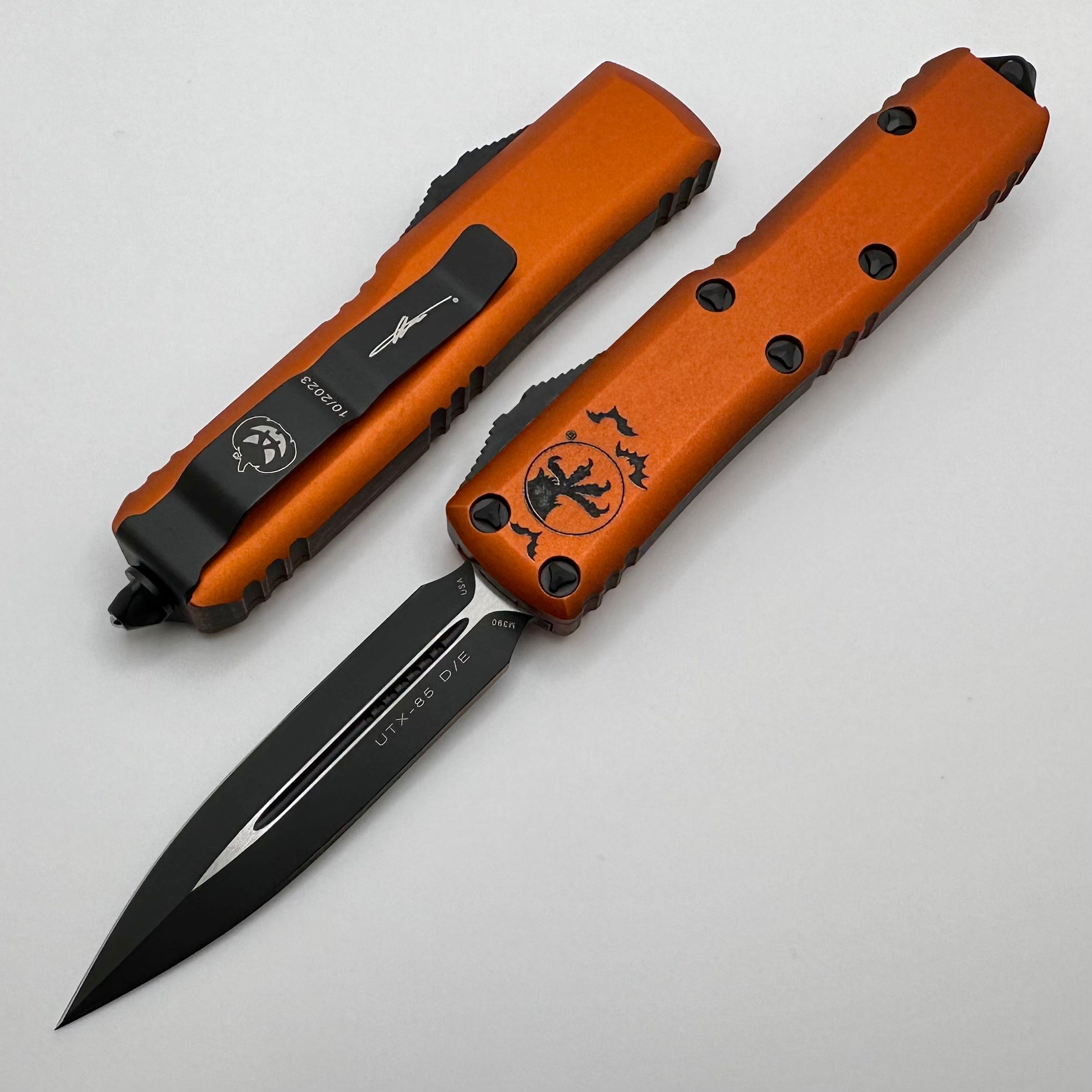 Microtech UTX-85 Halloween Orange Double Edge Signature Series - Premium Everyday Carry Knife