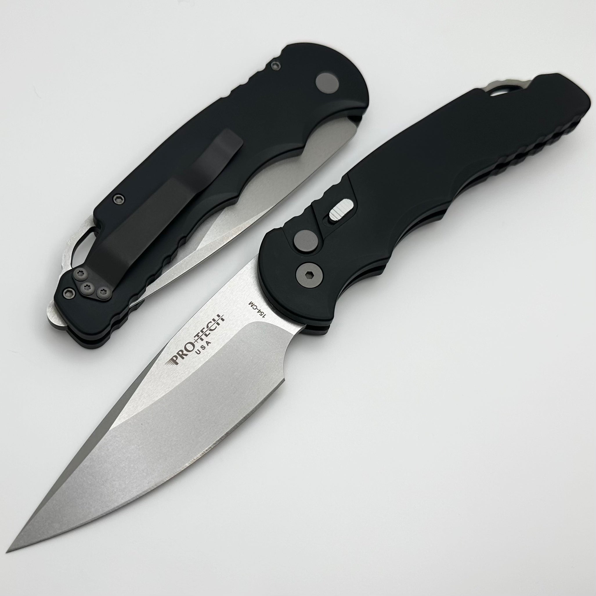 Pro-Tech TR-4 Auto Premium Tactical Knife - Black Handle & Stonewash/Satin Blade