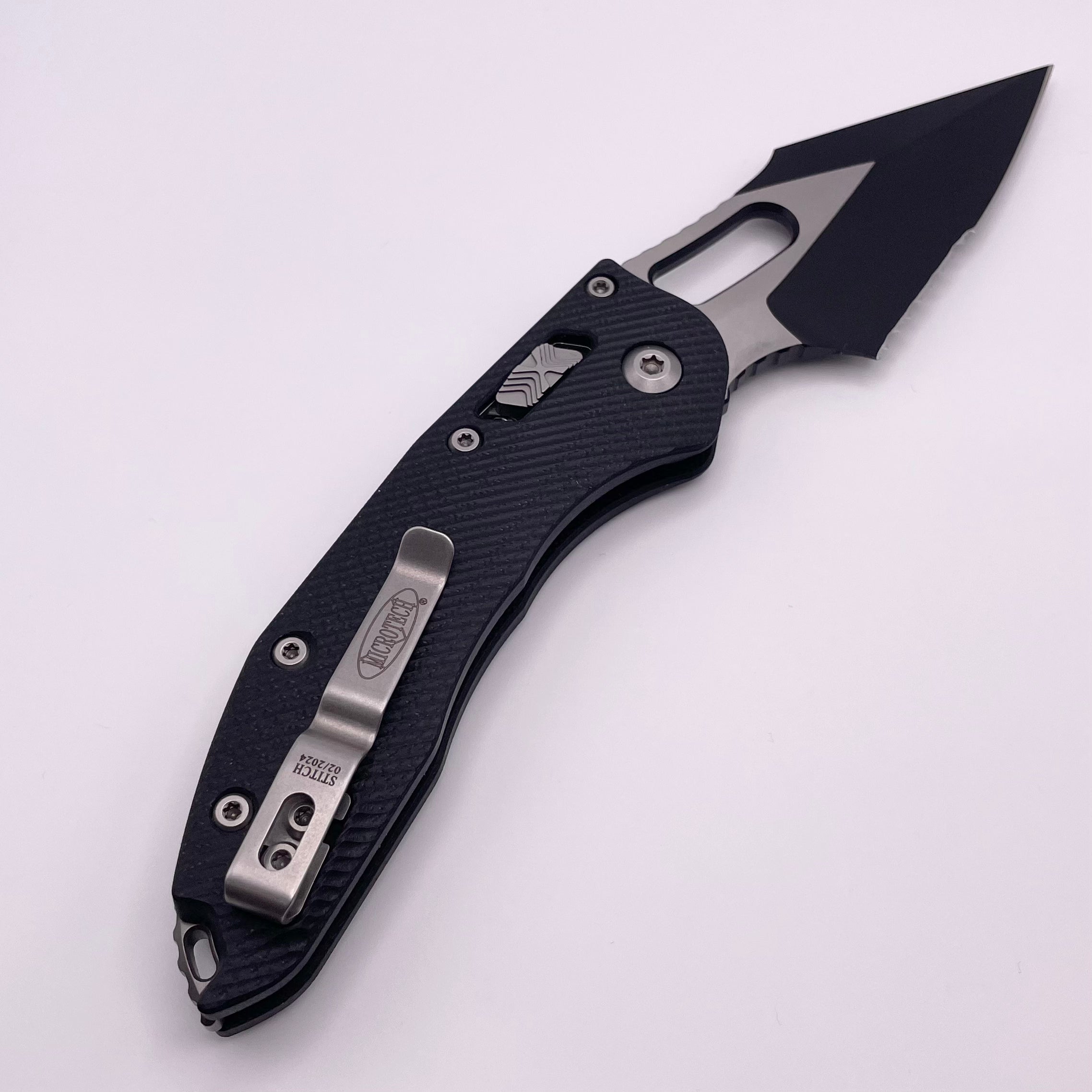 Premium Pre-Owned Microtech Stitch RAM LOK Knife - Black G-10 & Serrated M390MK Blade