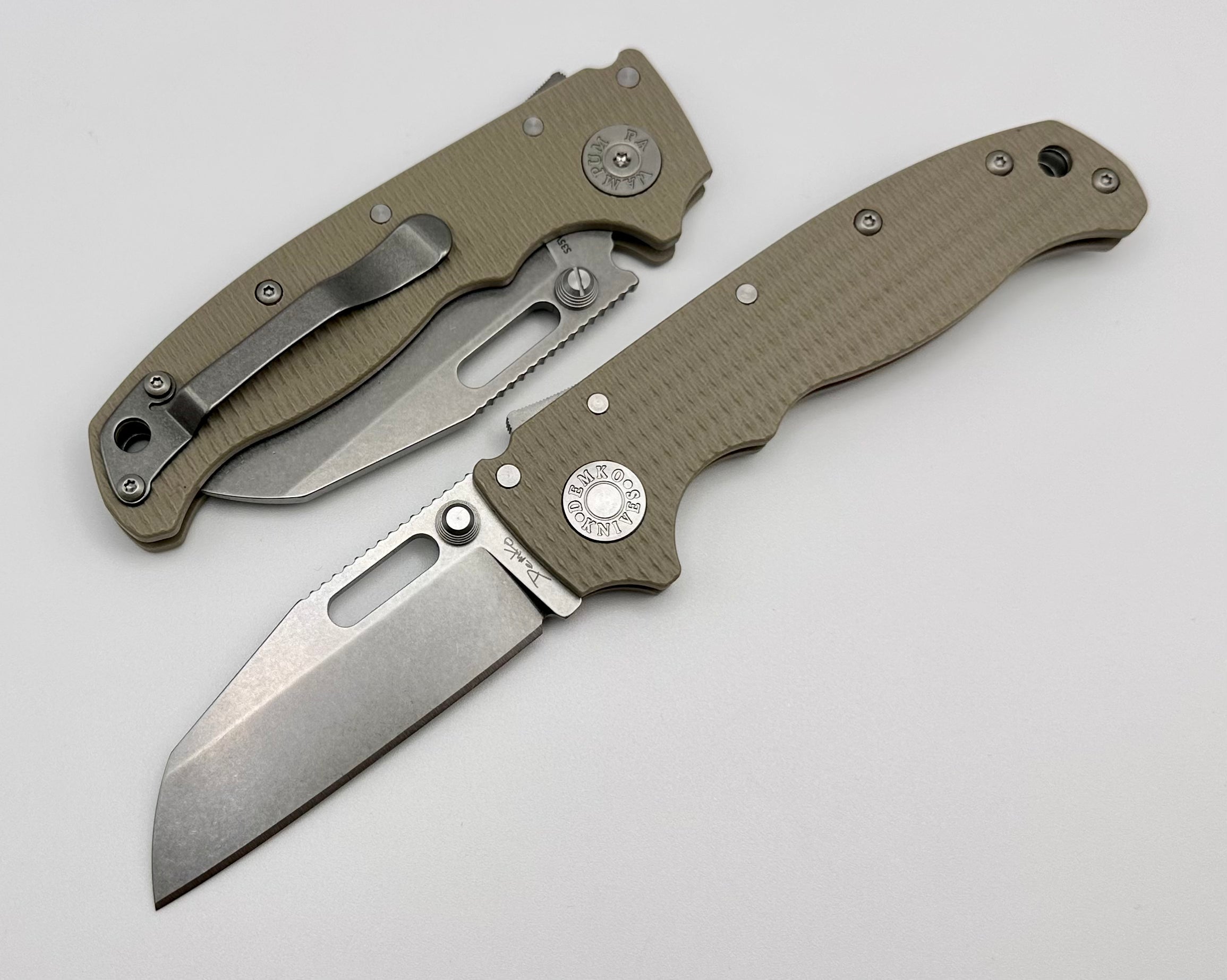 Demko AD20.5 Ultimate EDC Knife - S35VN Shark Foot Blade & Coyote Tan G-10 Handle