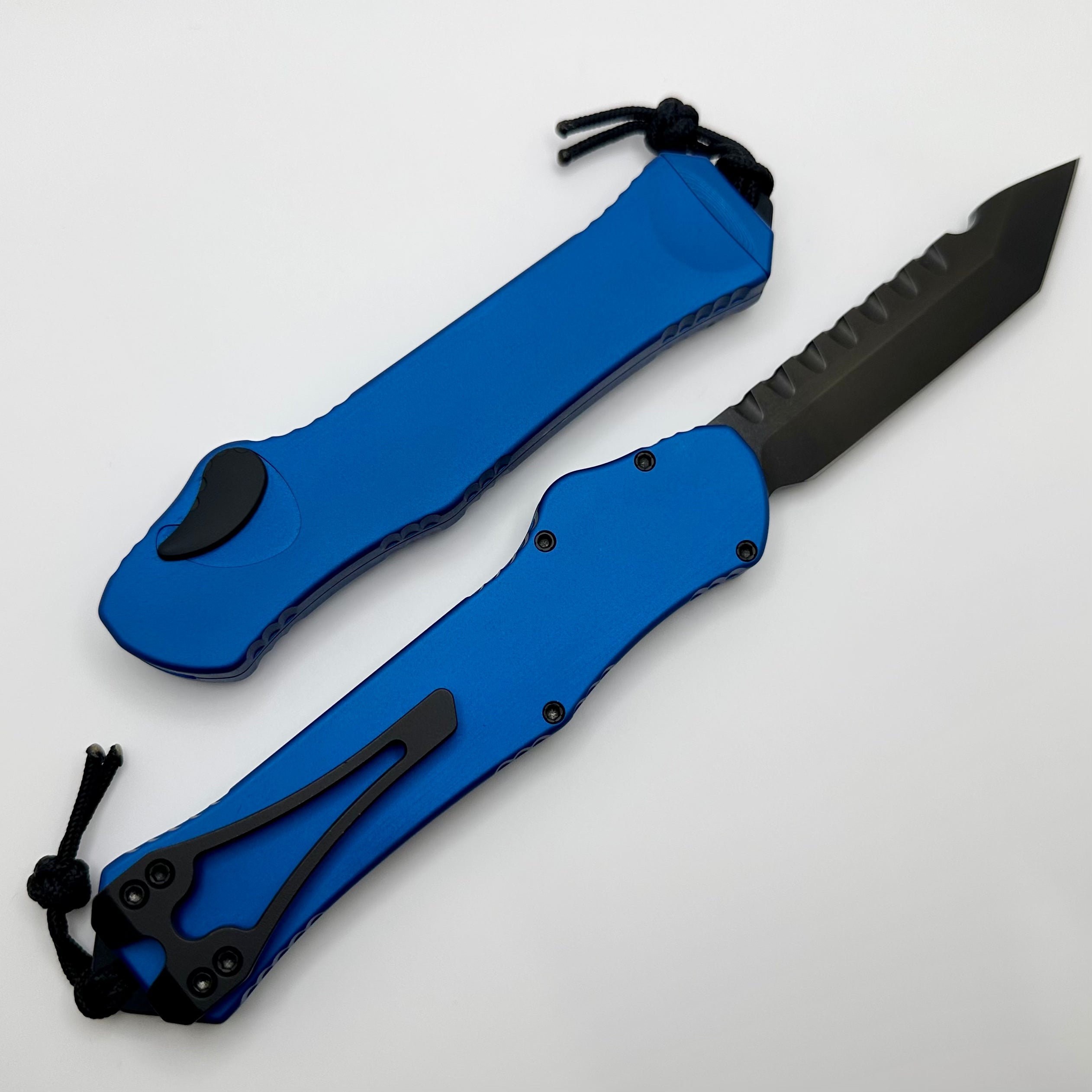 Heretic Hydra V3 Premium Tactical Knife - Blue Aluminum Handle & DLC Tanto MagnaCut Blade