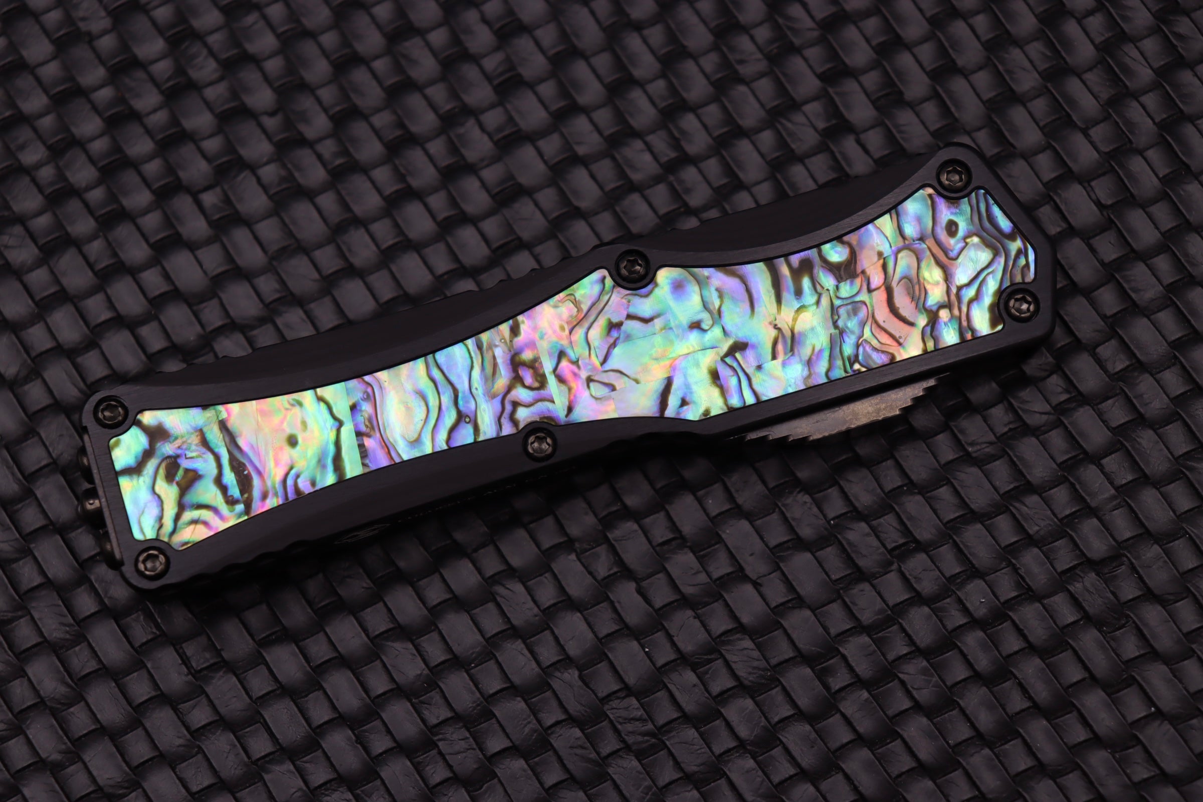 Premium Heretic Knives Colossus: Abalone & Tanto Cracked Ice Mirror Polish Edition