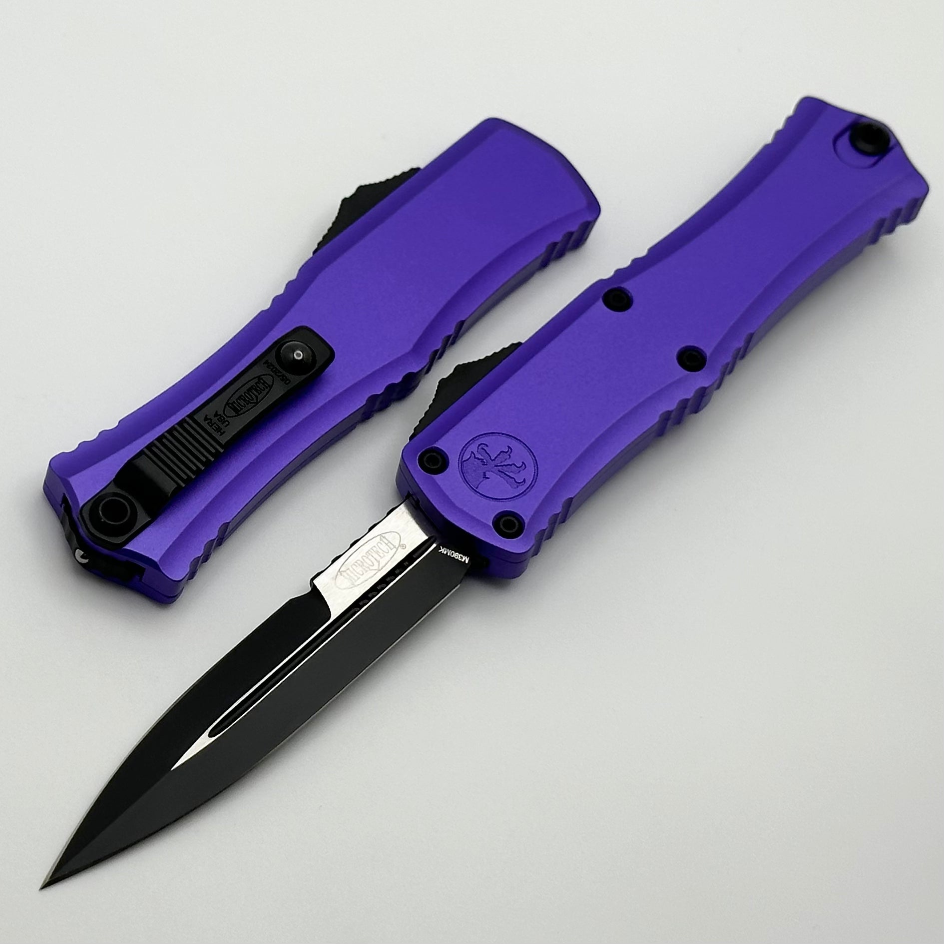 Microtech Mini Hera Premium OTF Knife - M390MK Blade, Purple Aluminum Handle