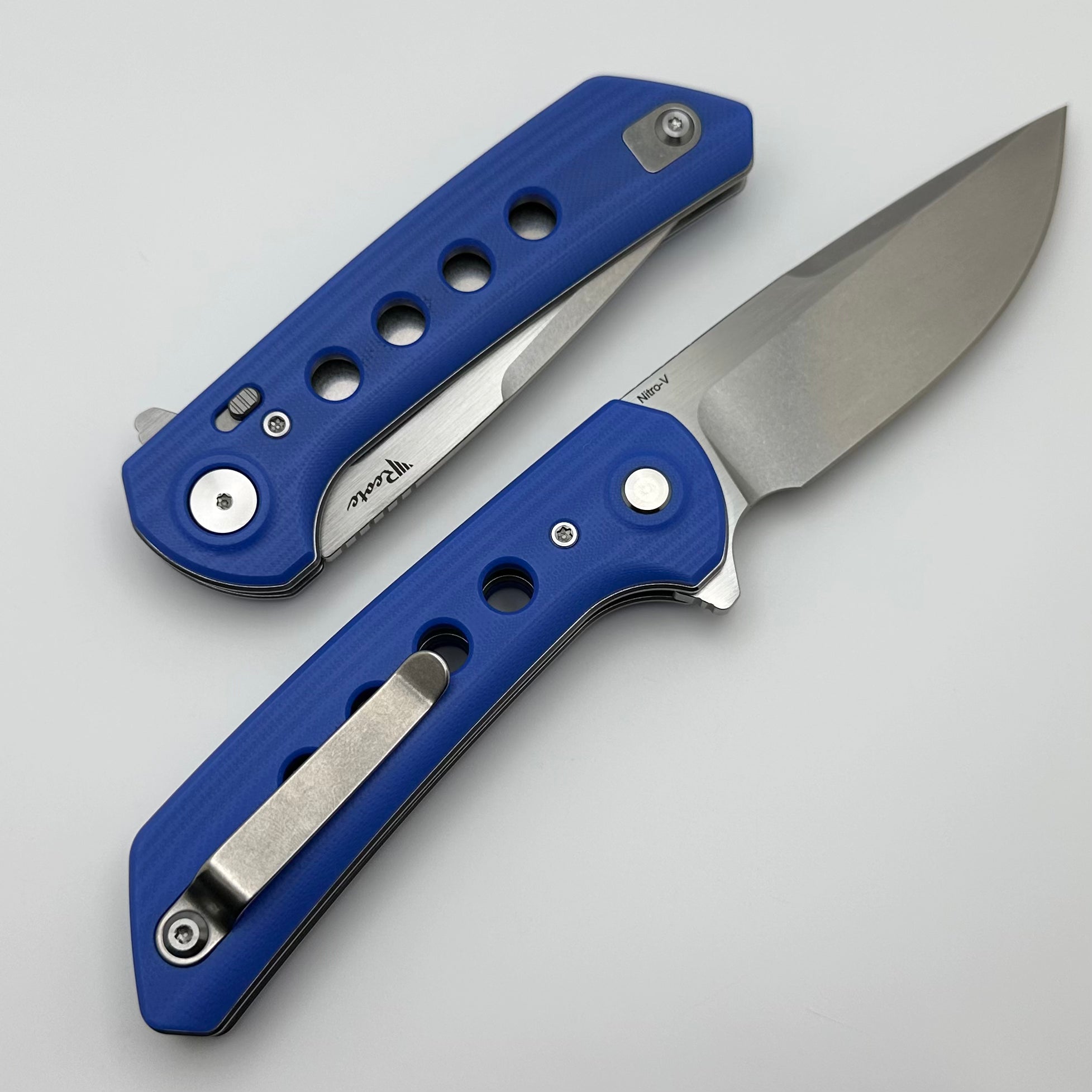 Premium Reate PL-XF Folding Knife - Blue G-10 Handles & Stonewash Nitro-V Blade