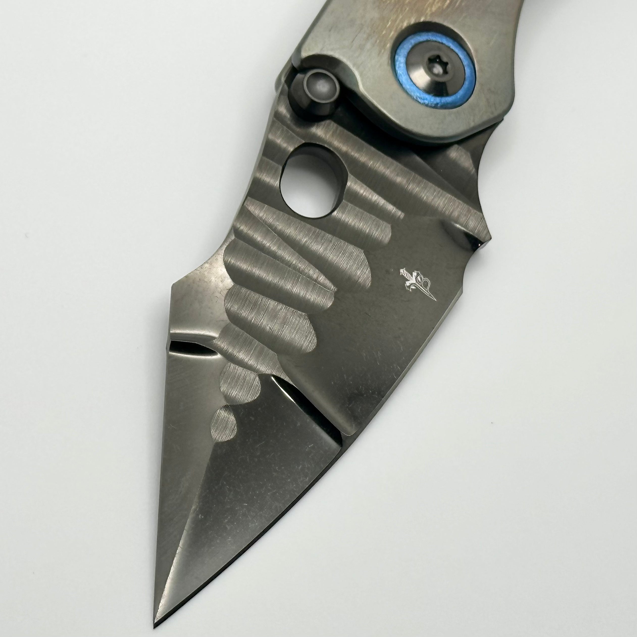 Premium Marfione & Borka Stitch Knife - DLC Cracked Diamond Wash, Cosmic Titanium, Double Star Grind M390