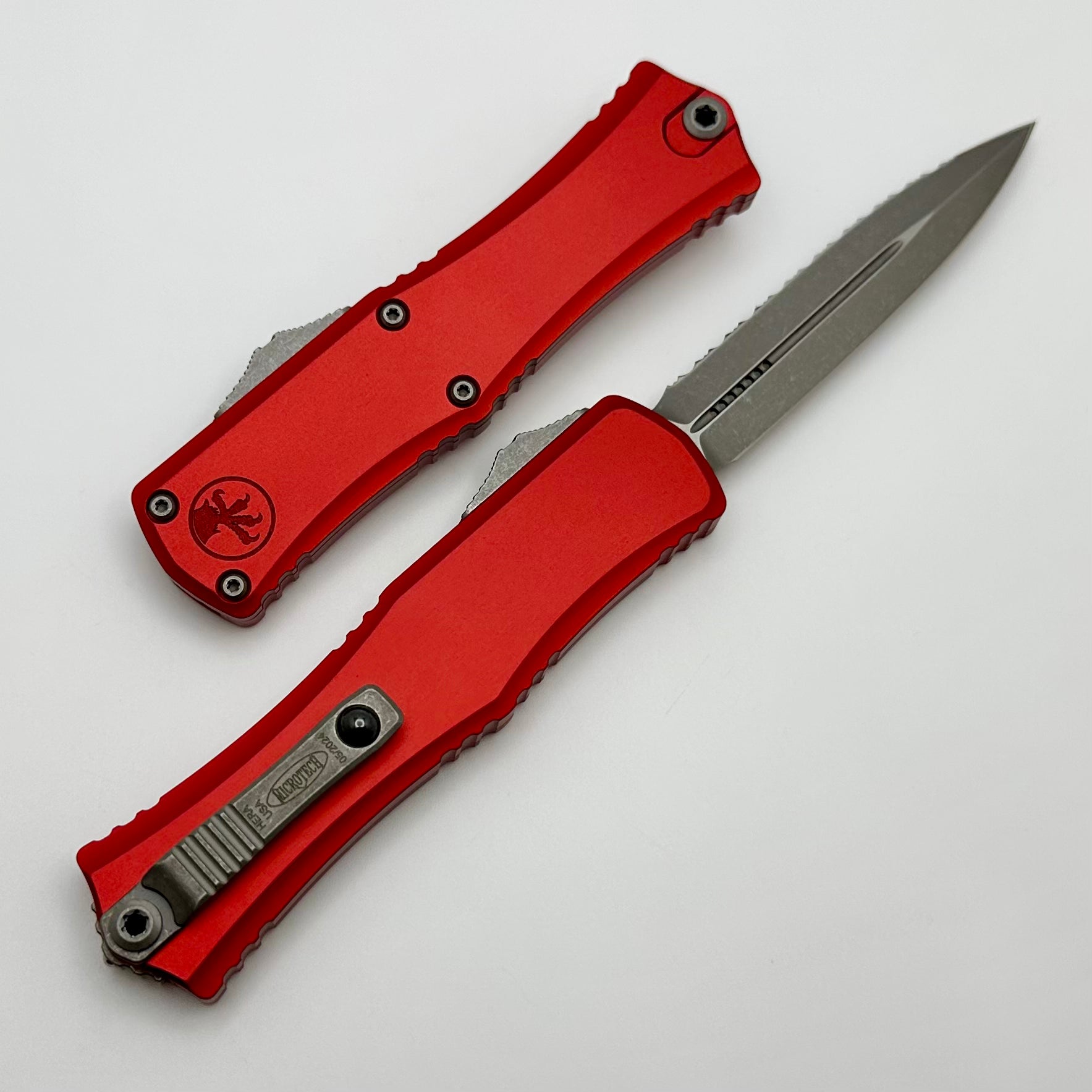 Premium Microtech Mini Hera Apocalyptic Double Edge Knife - Ultimate EDC with Red Handle