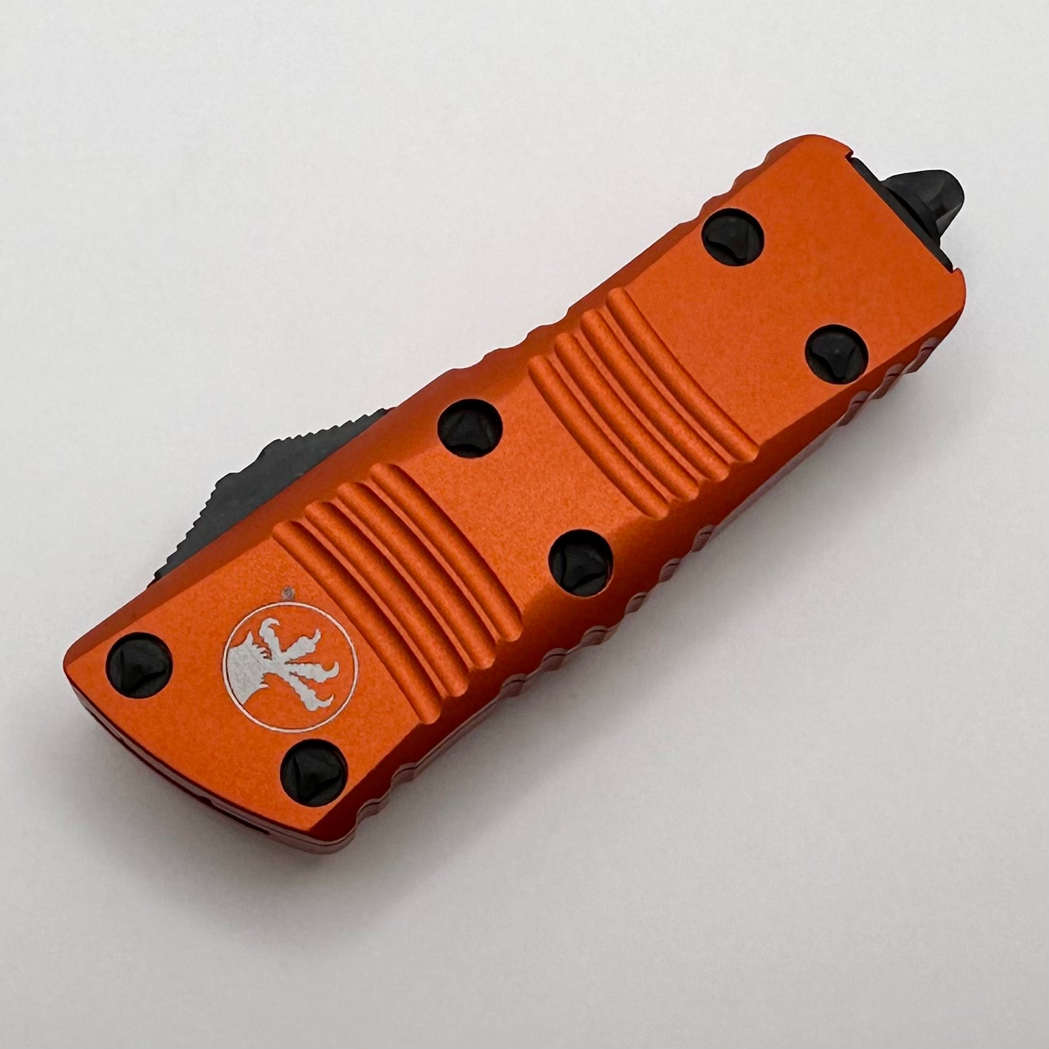 Microtech Mini Troodon Premium Double Edge Serrated Knife - Orange Edition