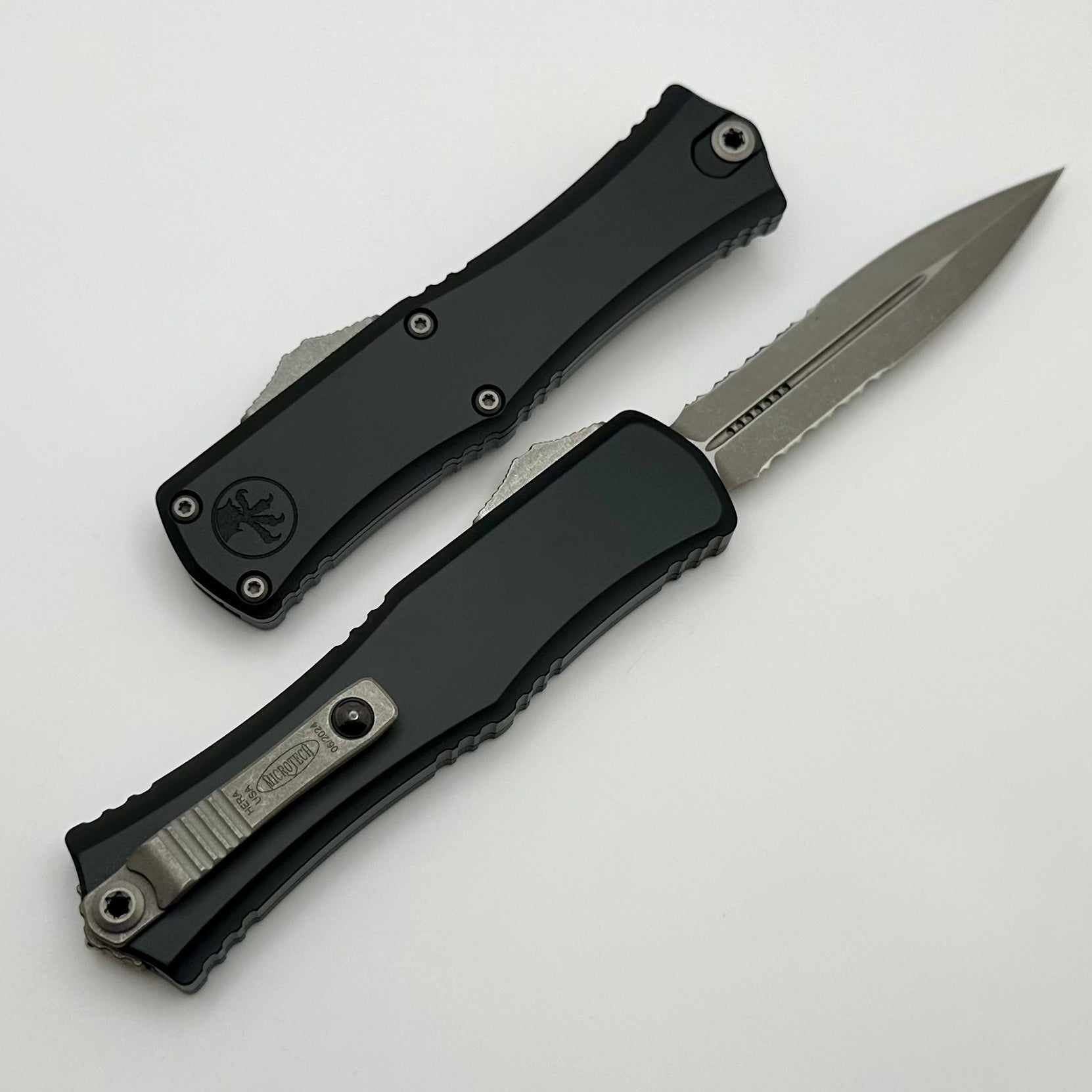 Premium Microtech Mini Hera Apocalyptic Double Edge Knife - Black Handle