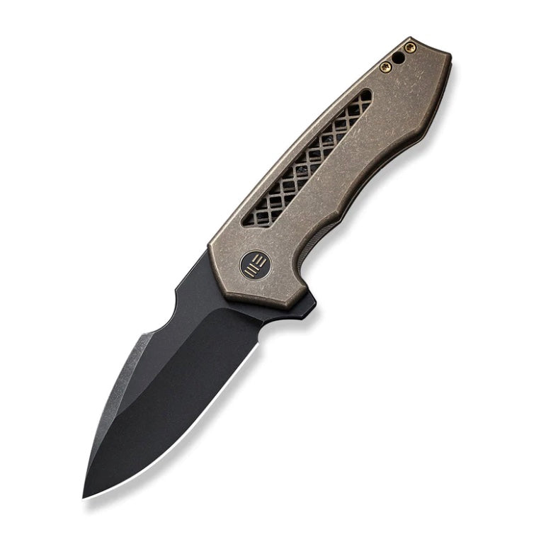 We Knife Harpen Flipper - Premium Bronze Titanium Handle & Black Stonewash CPM-20CV Blade WE23019-3