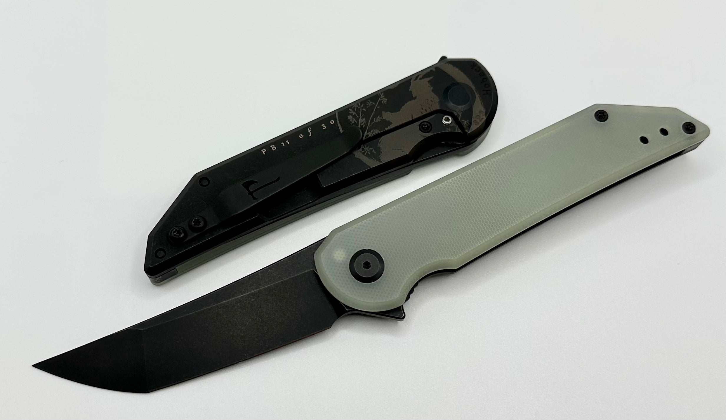 Jake Hoback Radford Pro-Back Ultimate EDC Knife - Jade G-10 & DLC Titanium with CPM-20CV Blade