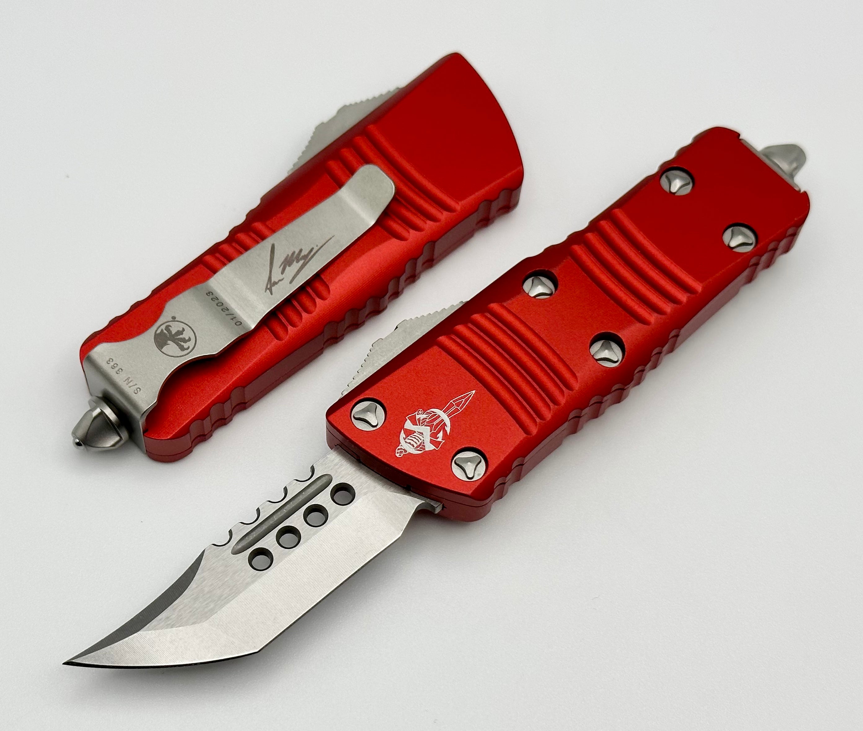 Microtech Mini Troodon Hellhound Stonewash & Red - Ultimate EDC Knife