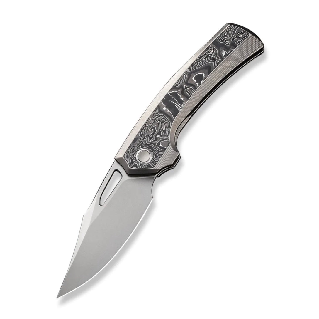 Premium WE Knife Nefaris Titanium - Limited Edition with Aluminum Foil Carbon Fiber & Polished Bead Blasted 20CV Blade