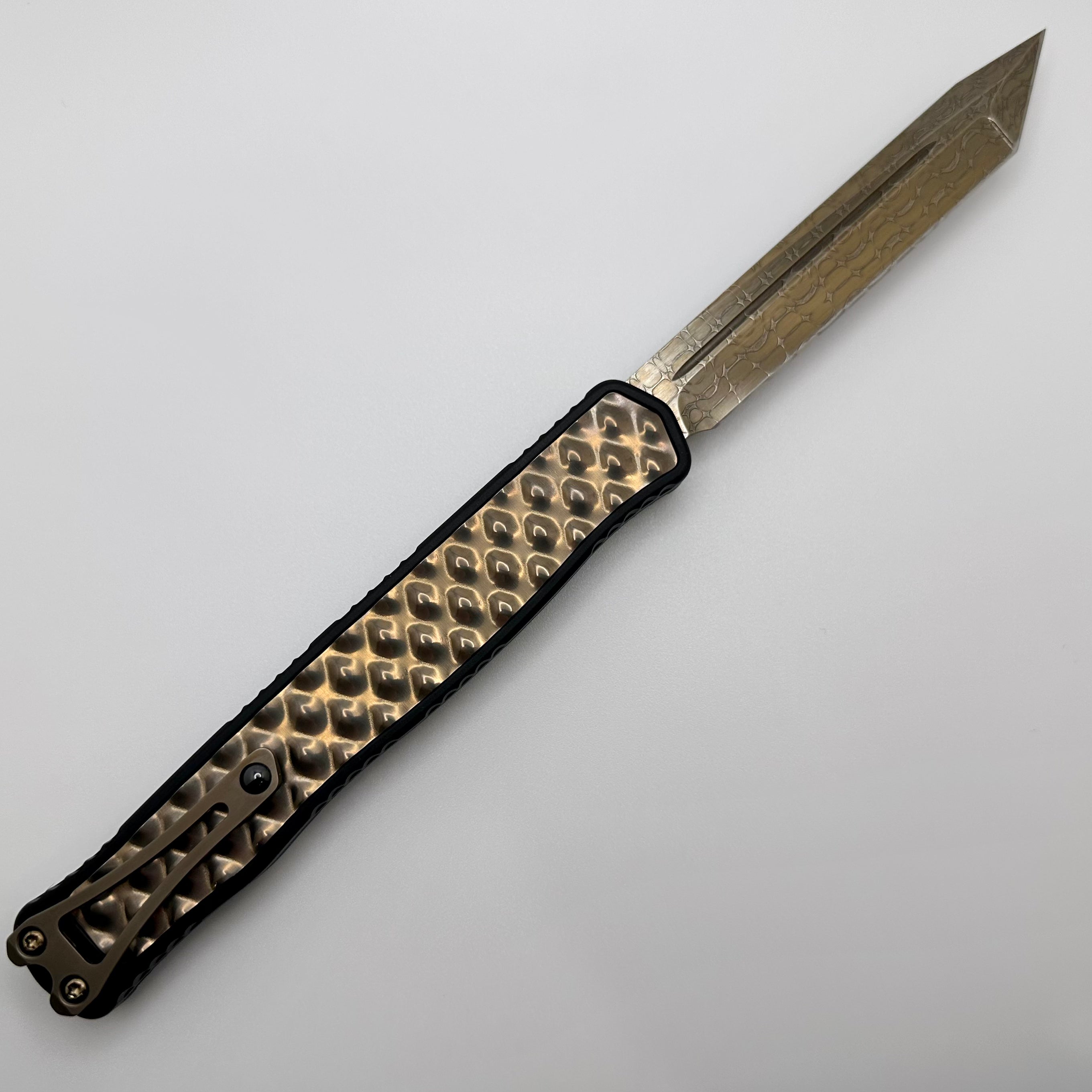 Heretic Knives Cleric II 2: Premium Vegas Forge Razorwire Tanto with Bronzed Damascus & Bronze Bubble Inlays