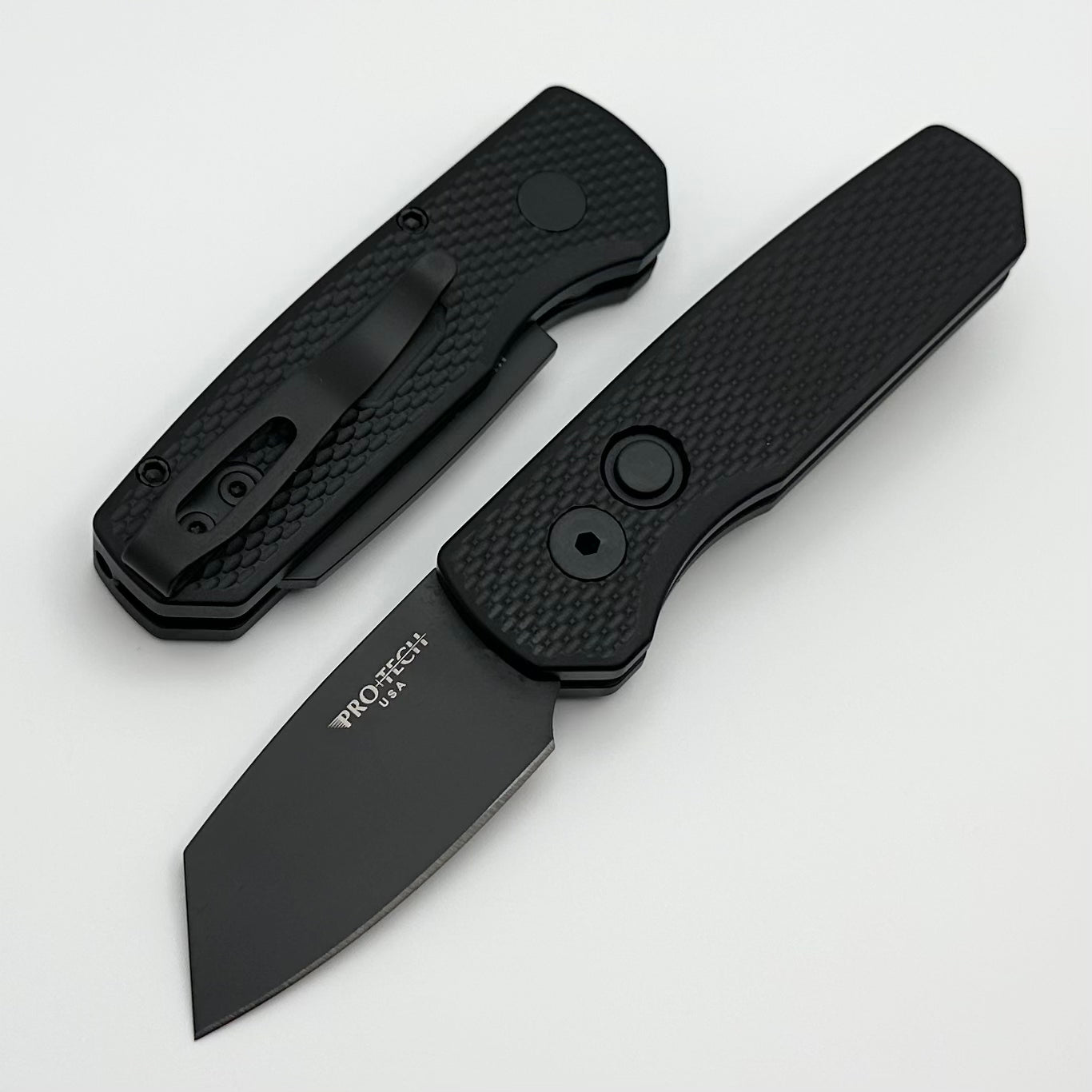 Pro-Tech Runt 5 Ultimate EDC Knife - Black Textured Handle & DLC MagnaCut Reverse Tanto Blade