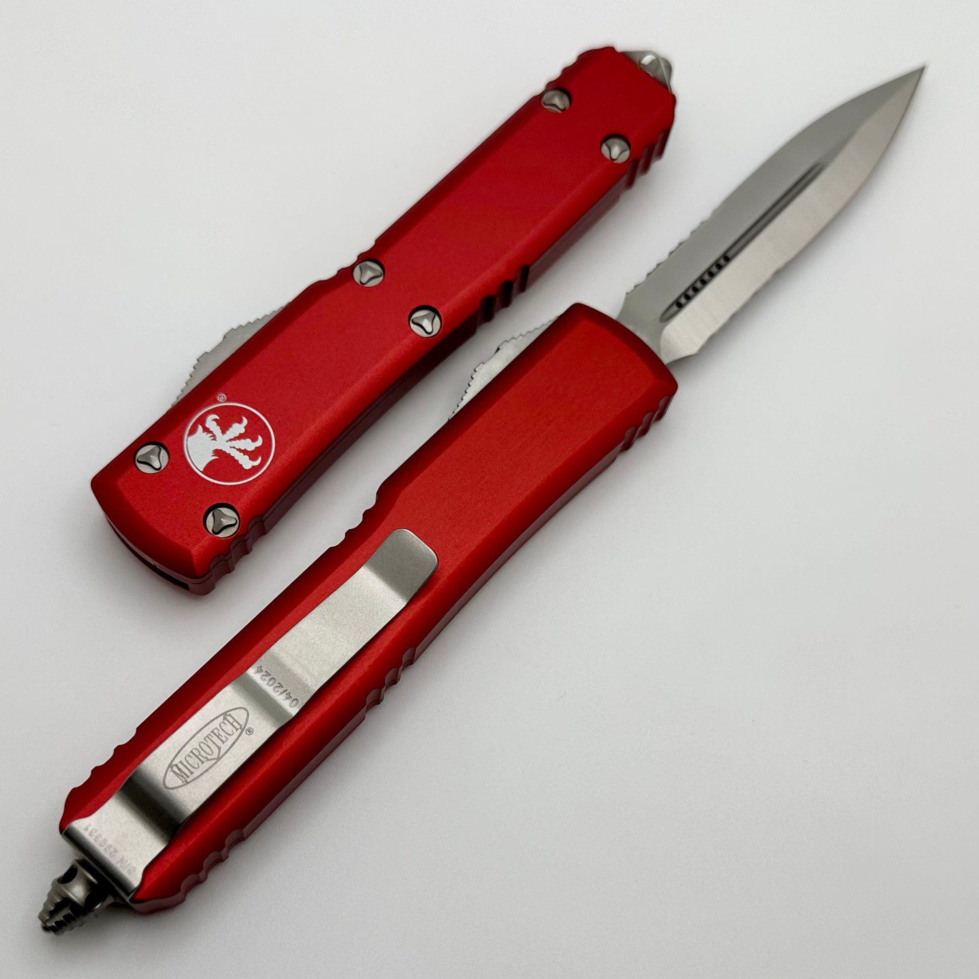 Microtech Ultratech Premium Double Edge Tactical Knife with Satin Finish & Red Handle