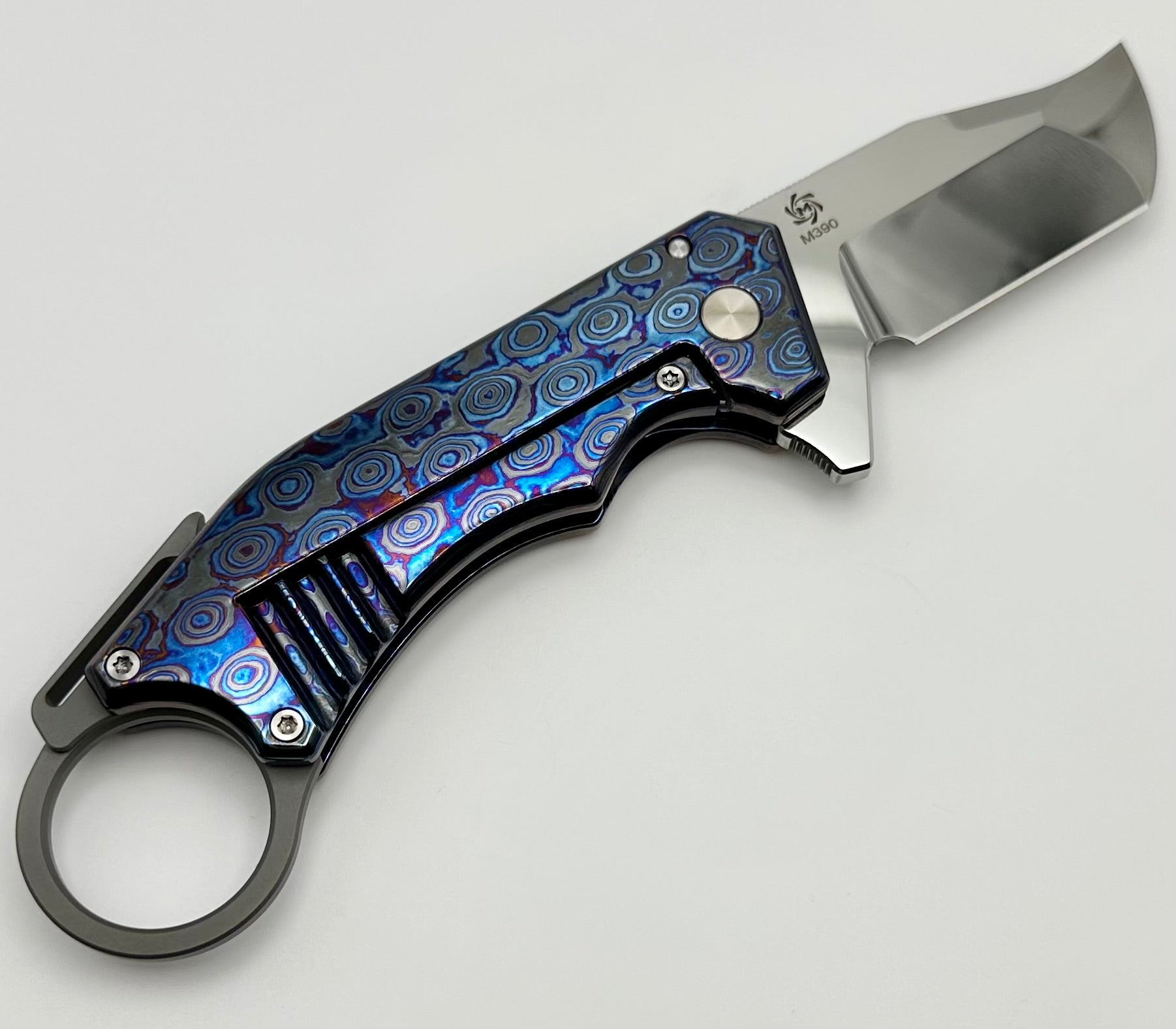 Premium Jon Graham x Mechforce Ringed Rhino Flipper - Polished M390 Blade & Zircuti Handles