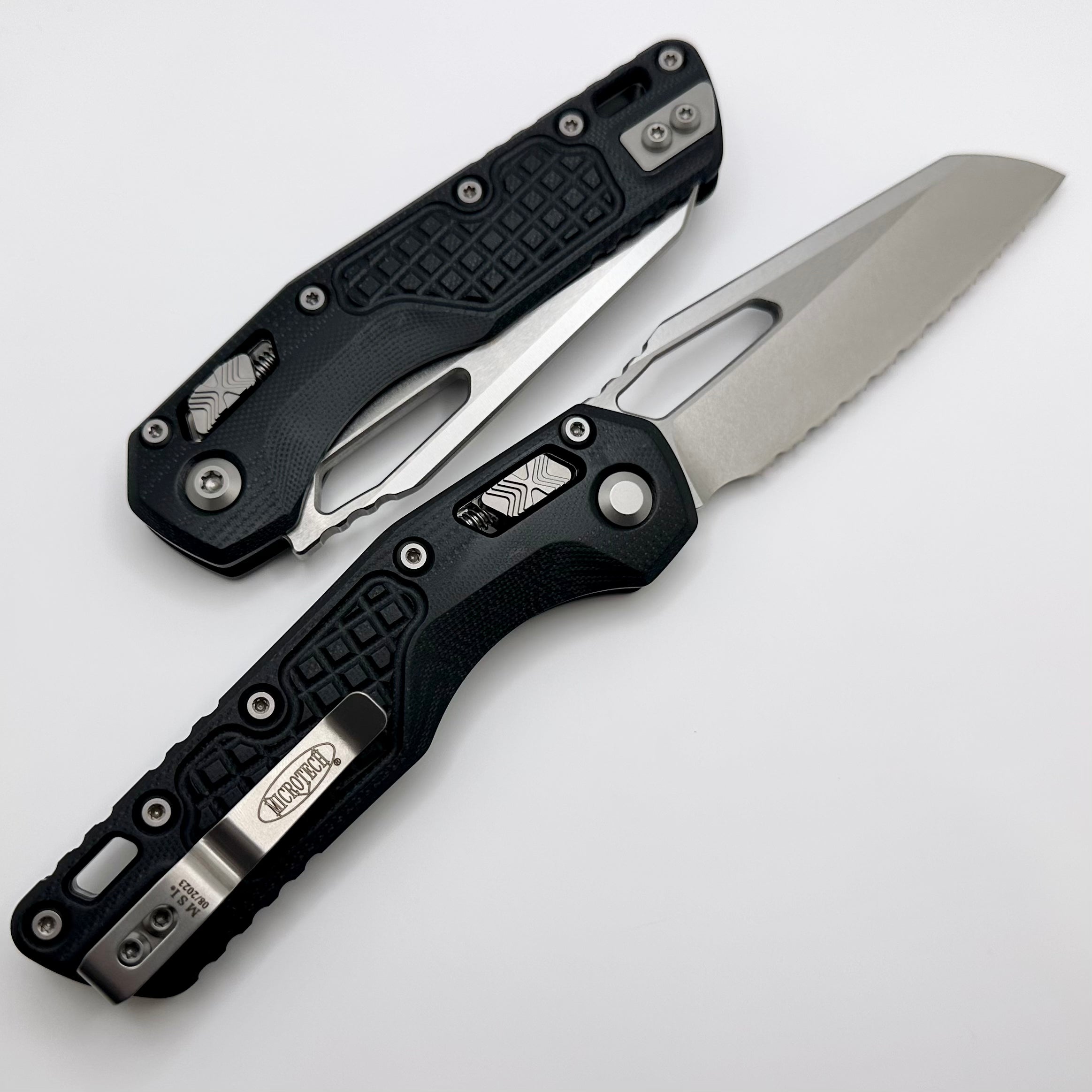 Microtech MSI RAM LOK Ultimate Tactical Folding Knife - Frag Black G-10 & Full Serrated M390MK Blade