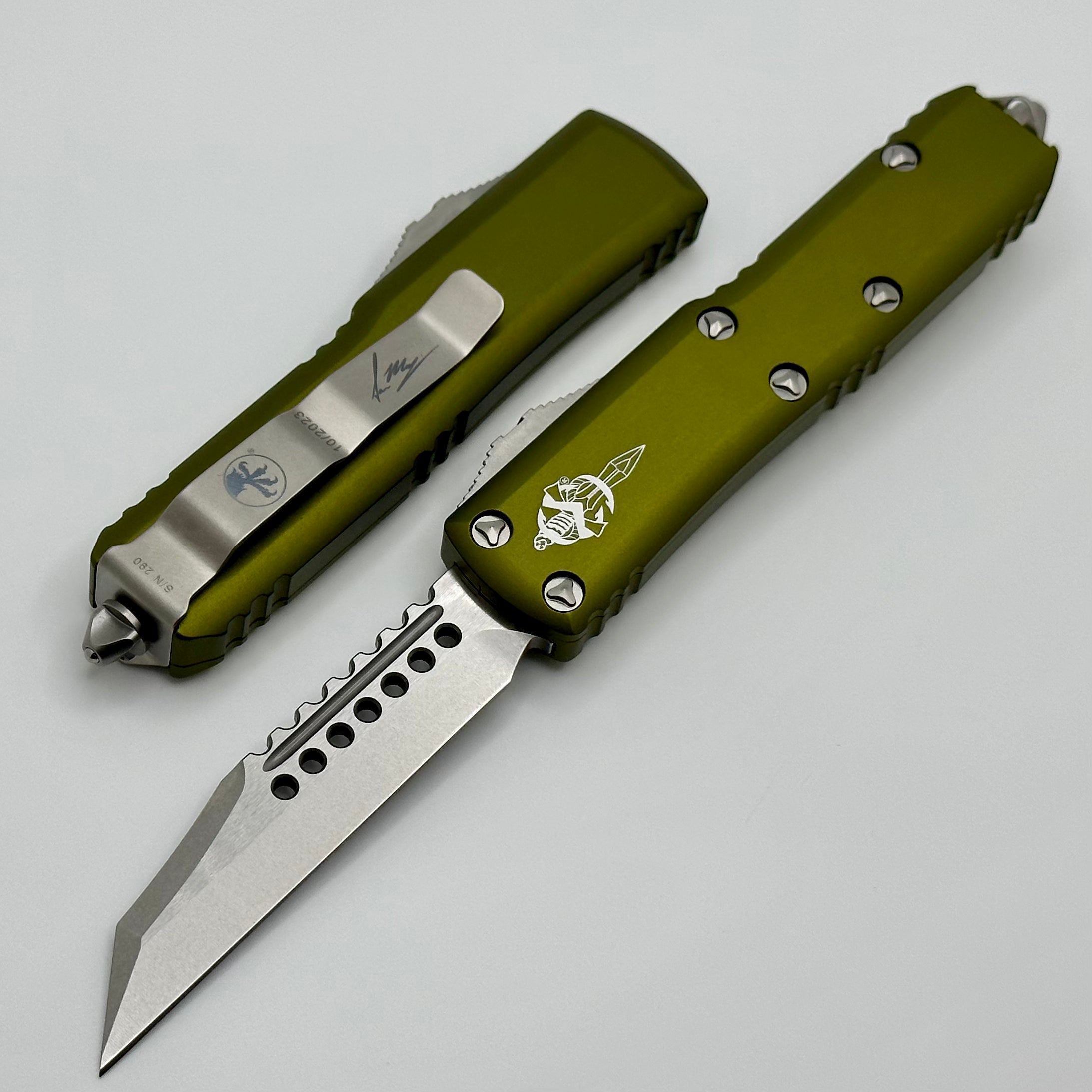 Microtech UTX-85 Warhound Signature Series - Premium EDC Knife with OD Green Handle