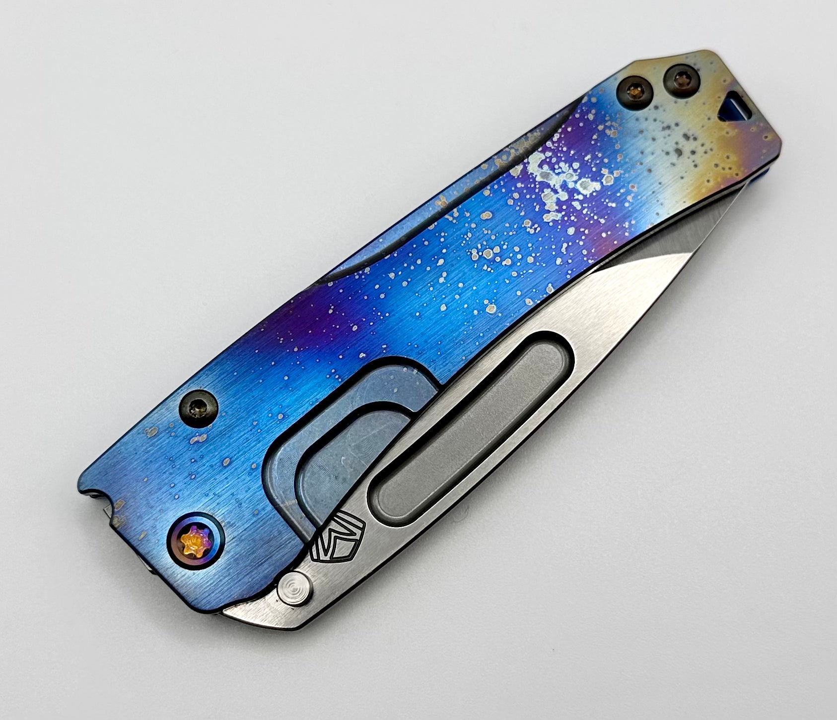 Medford Slim Midi S45 Drop Point EDC Knife - Blue Solar Flare & Flamed Finish