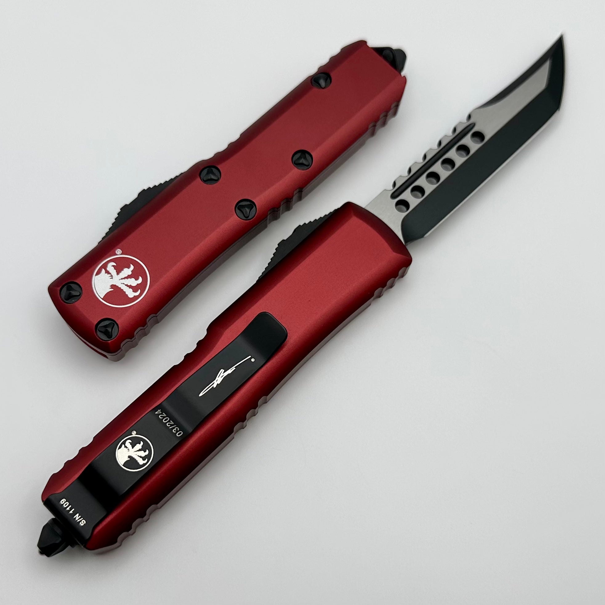 Microtech UTX-85 Premium EDC Knife - Black Hellhound & Merlot Signature Series