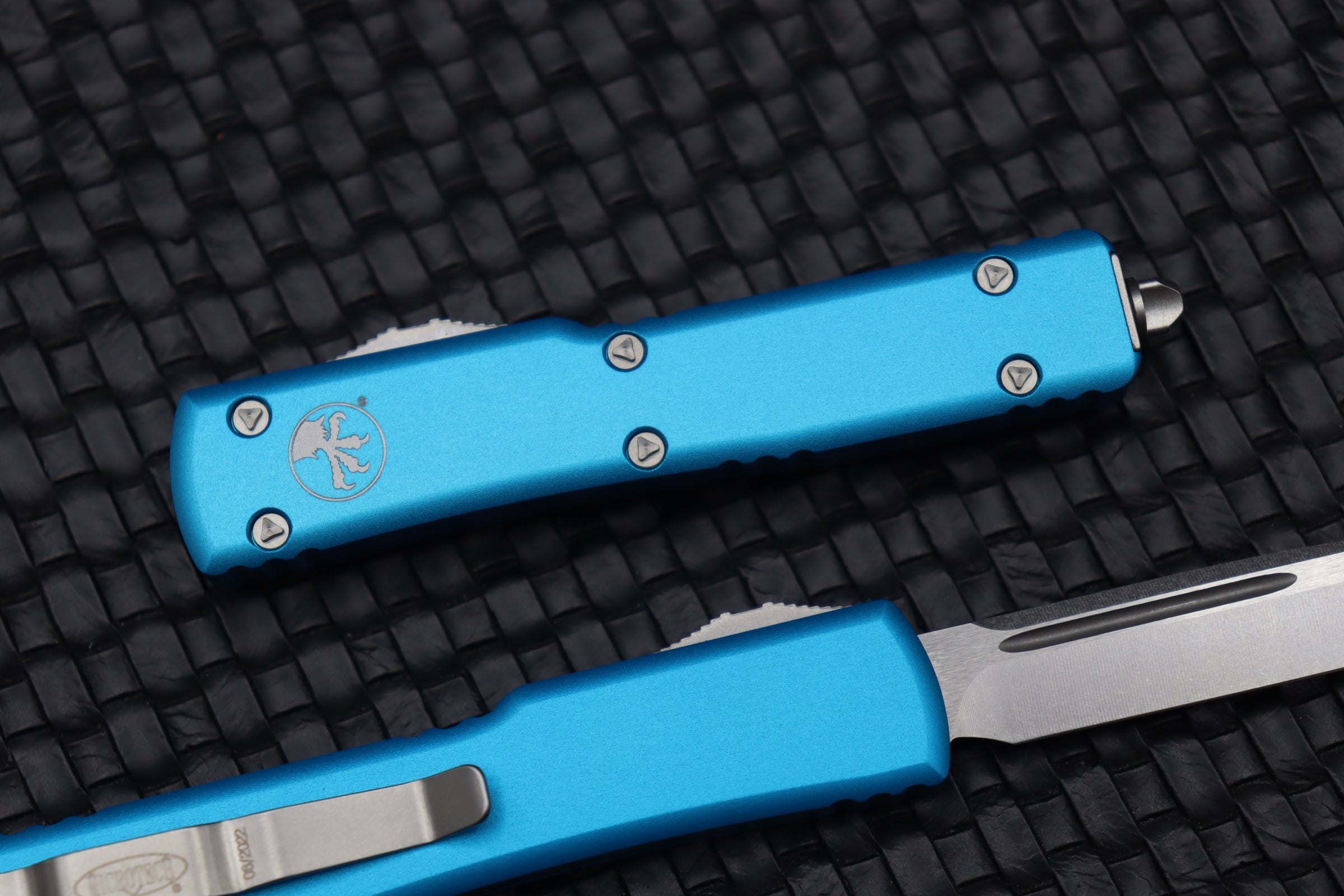 Microtech UTX-70 Premium Compact Knife - Stonewash Finish & Turquoise Accents