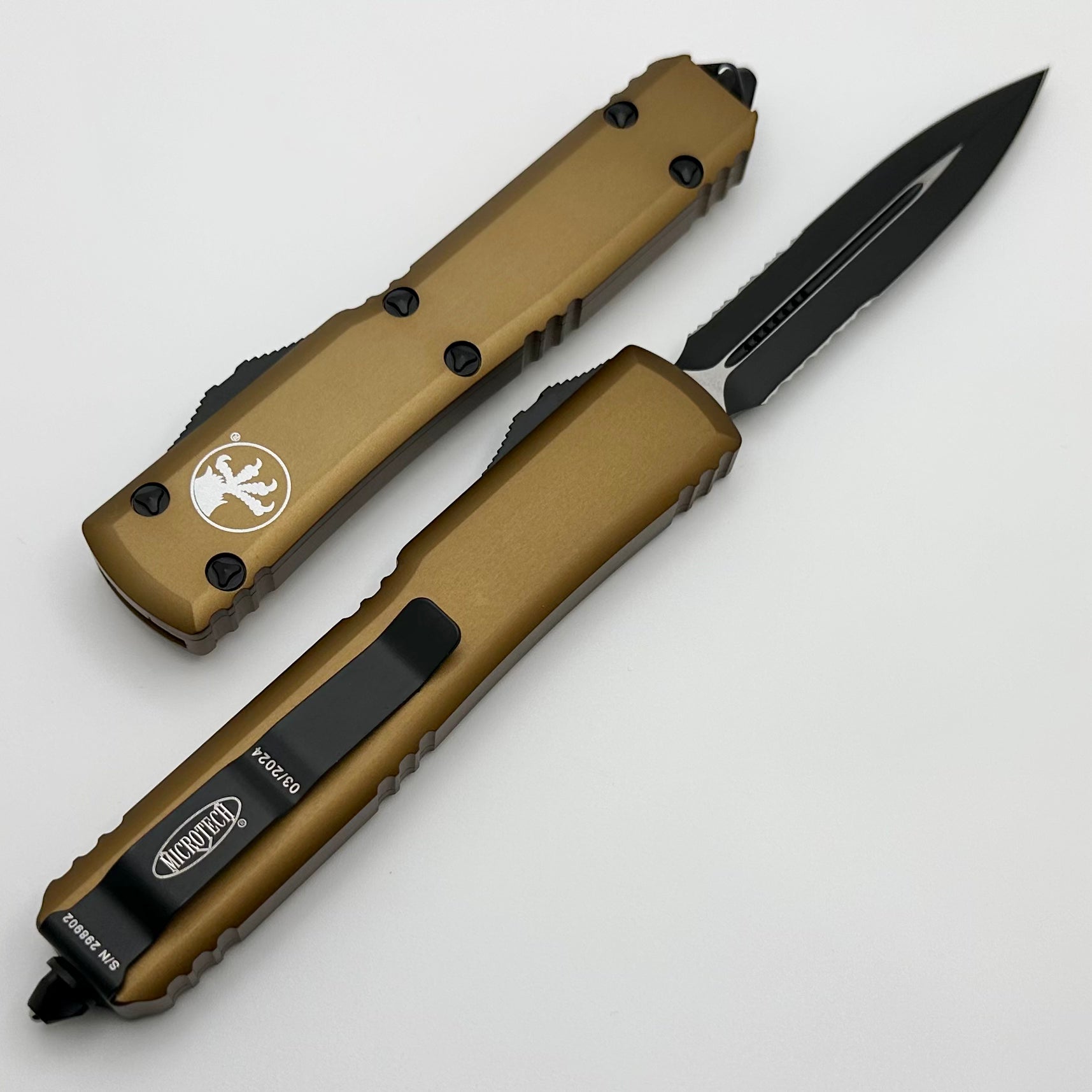 Microtech Ultratech Premium Double Edge Tactical Knife - Black & Tan