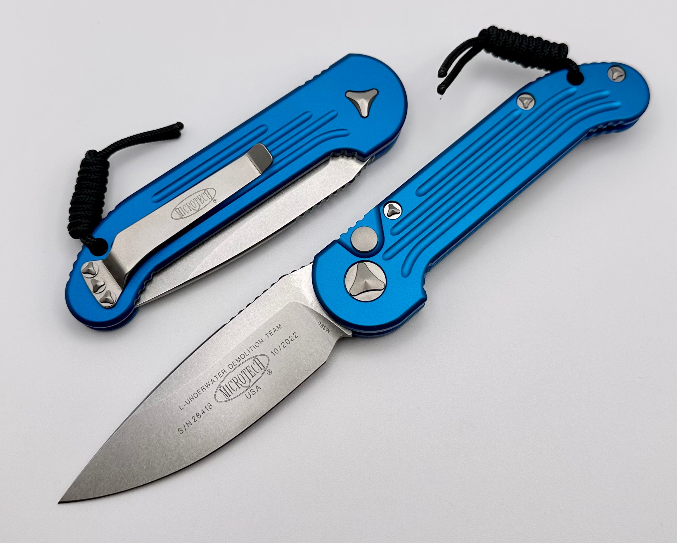 Premium Microtech L.U.D.T Tactical Folding Knife - Blue & Stonewash