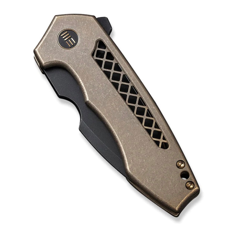 We Knife Harpen Flipper - Premium Bronze Titanium Handle & Black Stonewash CPM-20CV Blade WE23019-3