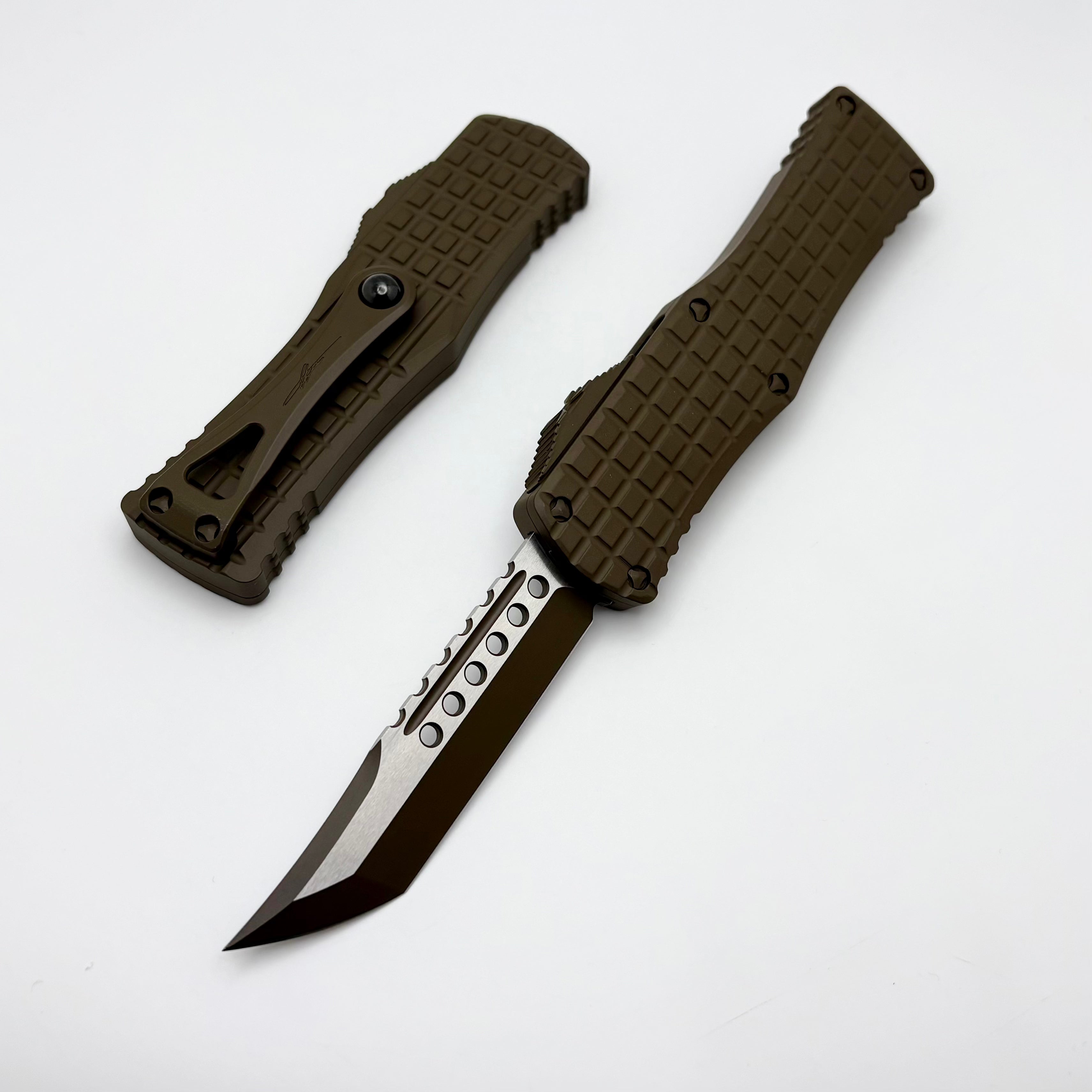 Premium Microtech Hera Frag Hellhound Signature Series - Chocolate Brown Cerakote