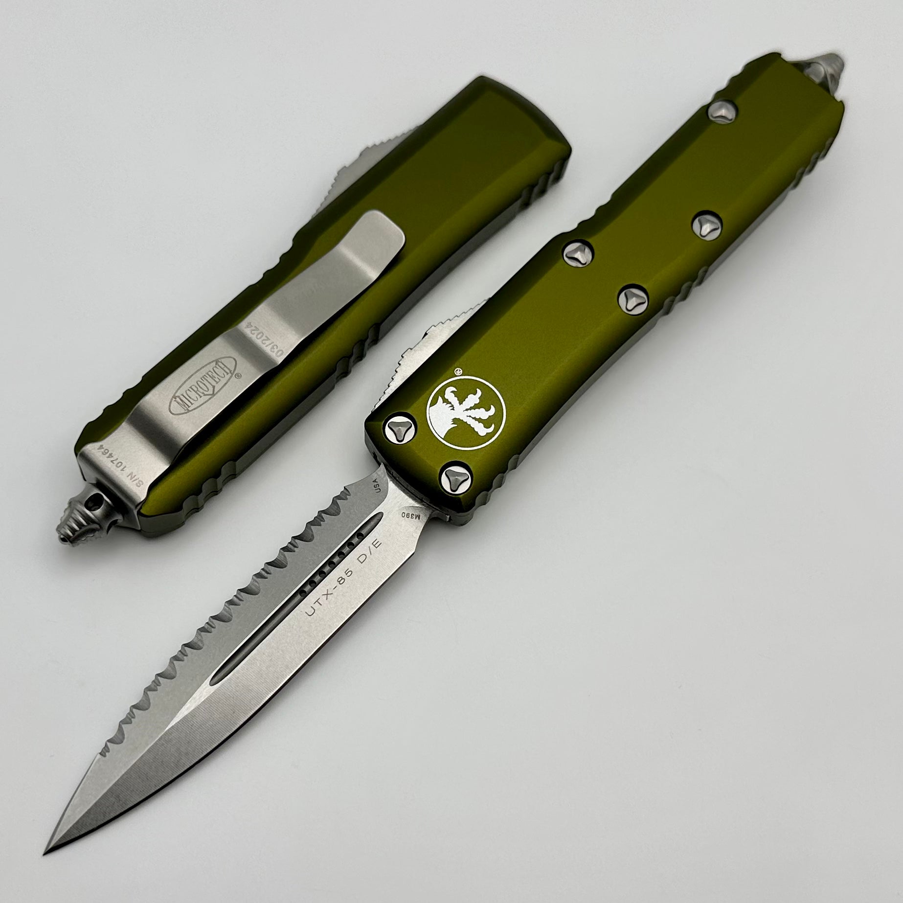 Premium Microtech UTX-85 Double Edge EDC Knife - Stonewash Finish & OD Green